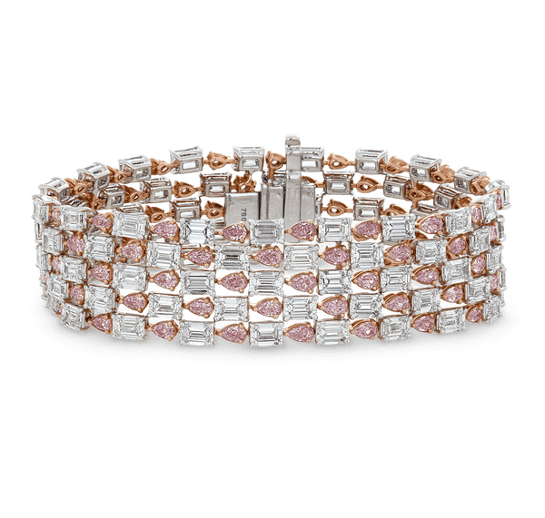 Pink and White Diamond Bracelet, 34.26 Carats