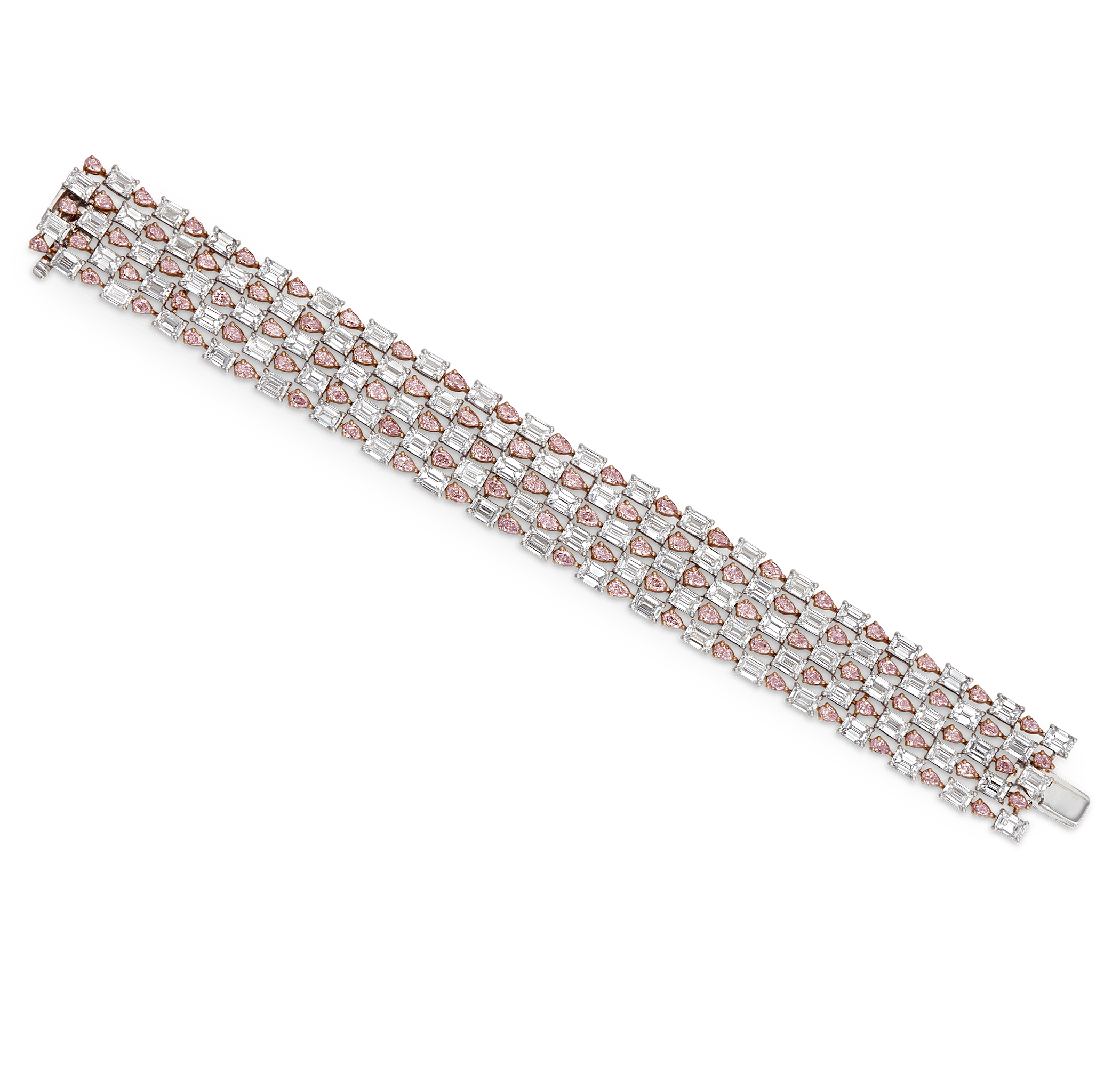 Pink and White Diamond Bracelet, 34.26 Carats
