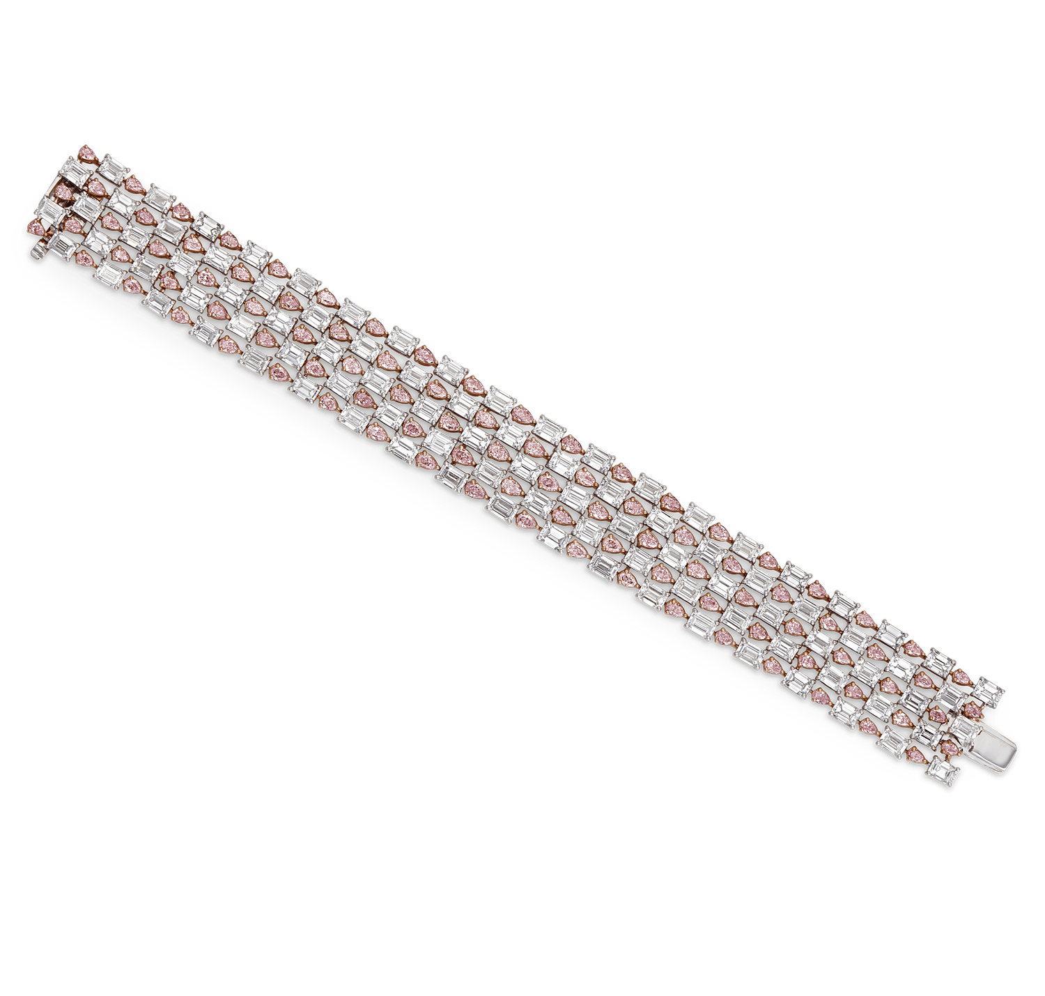 Pink and White Diamond Bracelet, 34.26 Carats