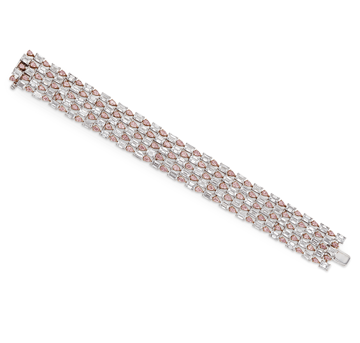 Pink and White Diamond Bracelet, 34.26 Carats
