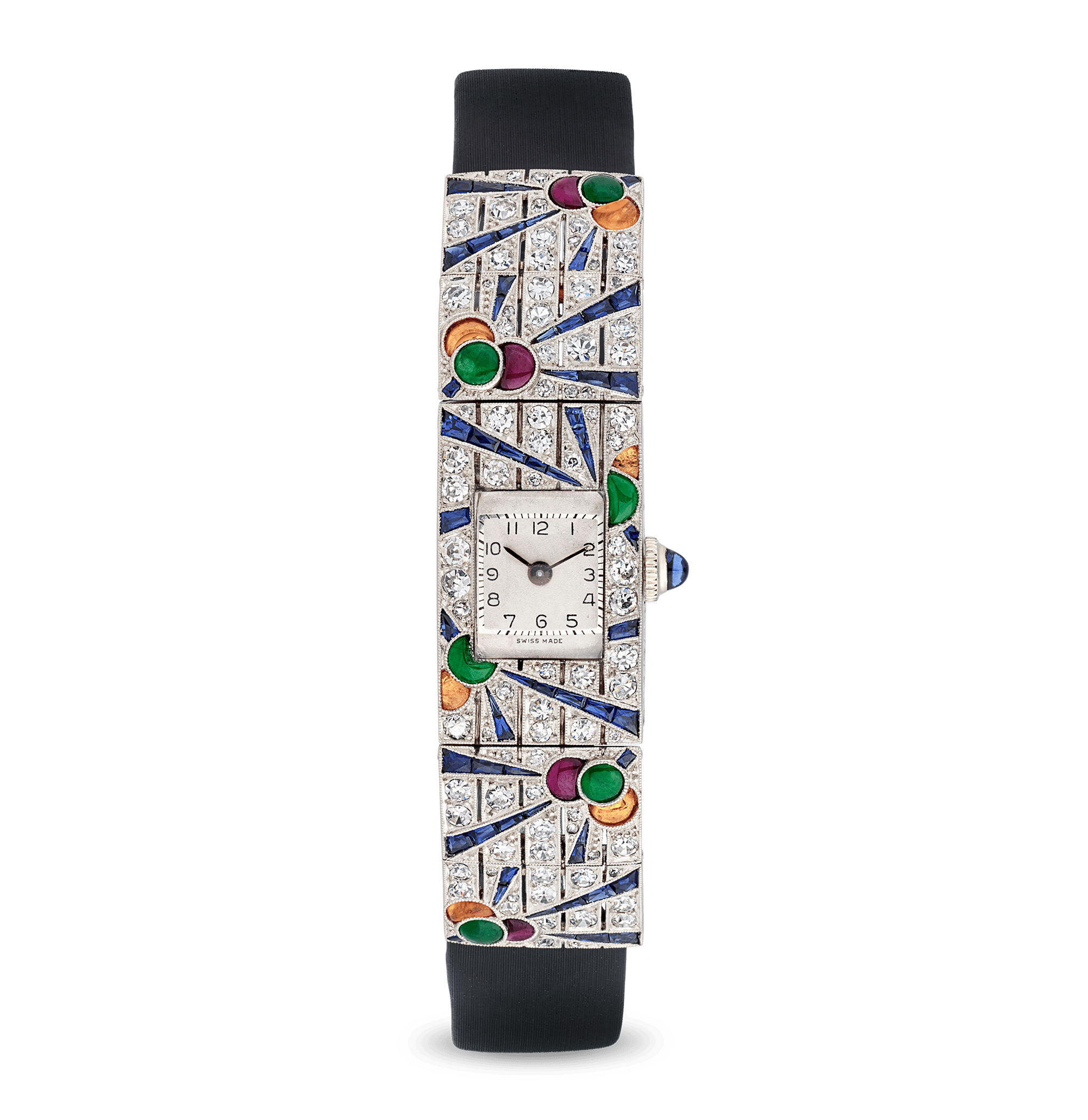 Art Deco Multi-Gemstone Wristwatch