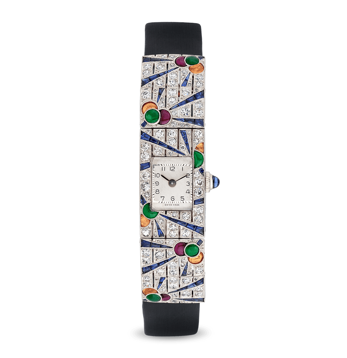 Art Deco Multi-Gemstone Wristwatch