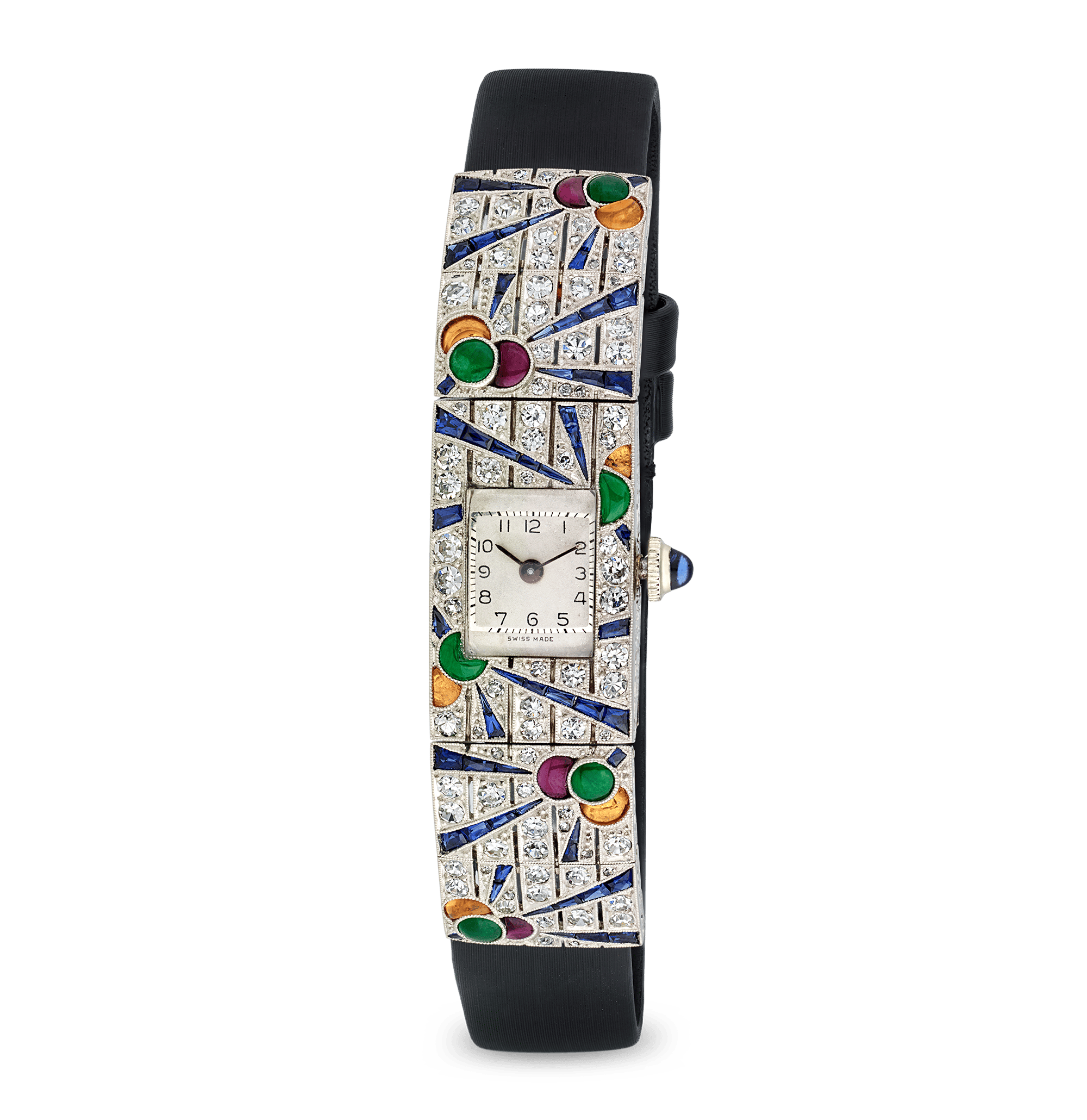 Art Deco Multi-Gemstone Wristwatch