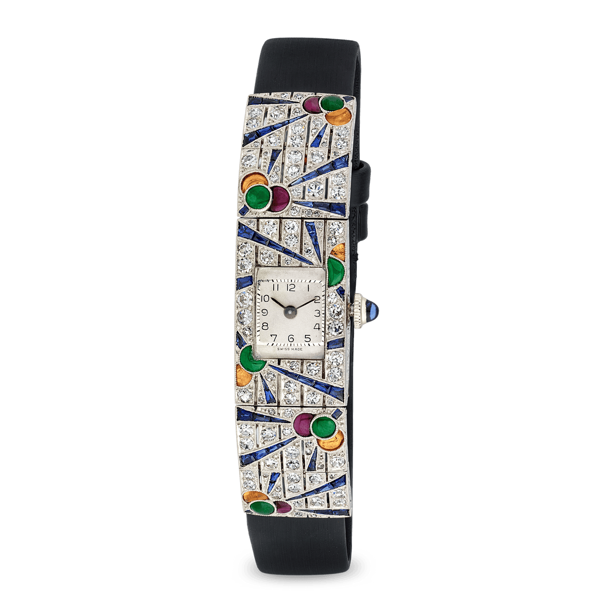 Art Deco Multi-Gemstone Wristwatch
