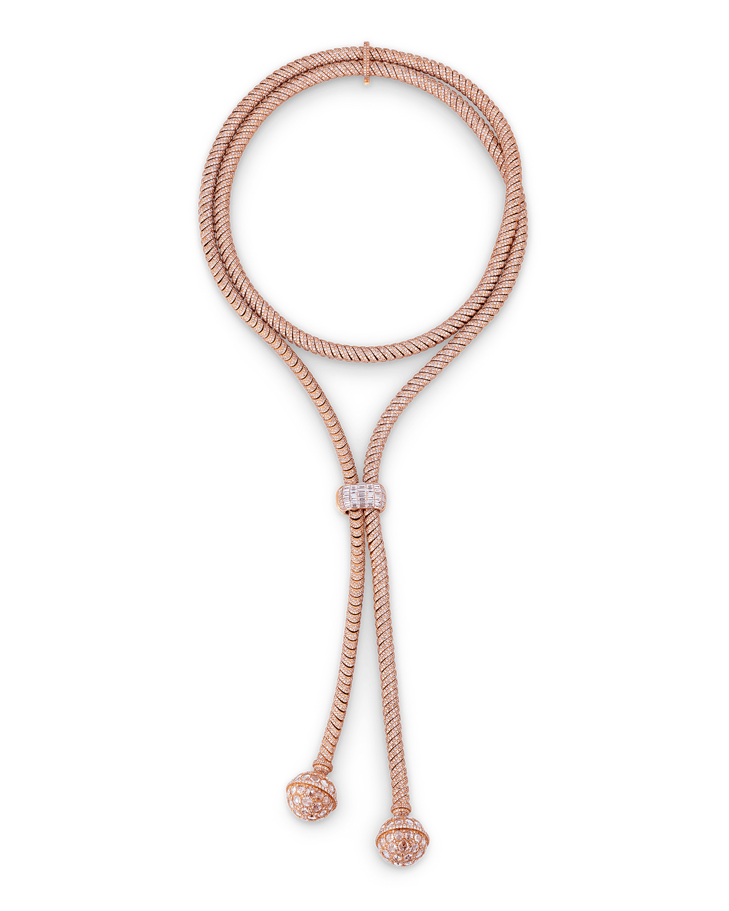Pink and White Diamond Tassel Necklace, 75.54 Carats