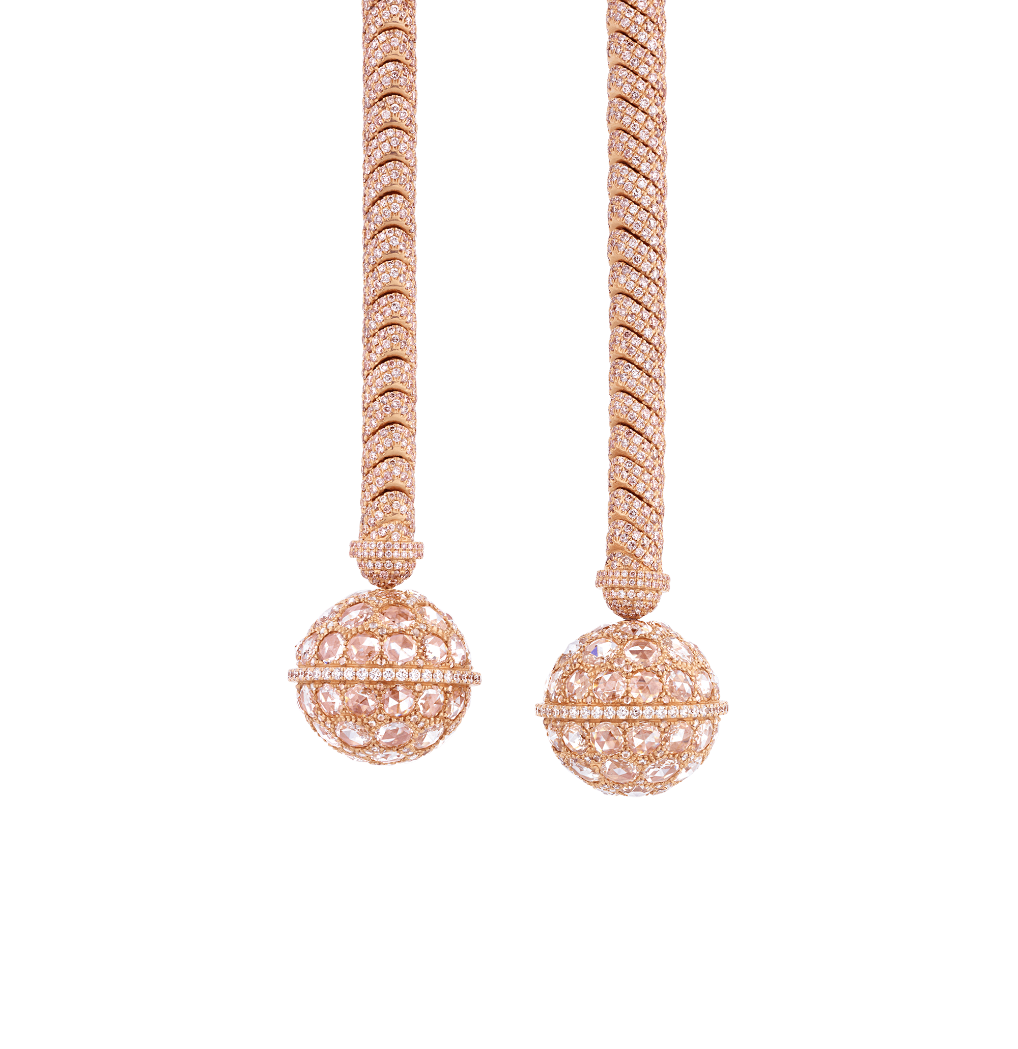 Pink and White Diamond Tassel Necklace, 75.54 Carats