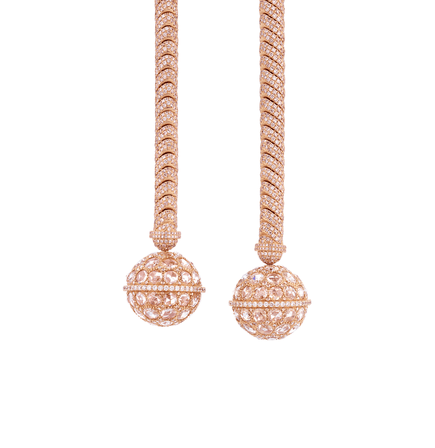 Pink and White Diamond Tassel Necklace, 75.54 Carats