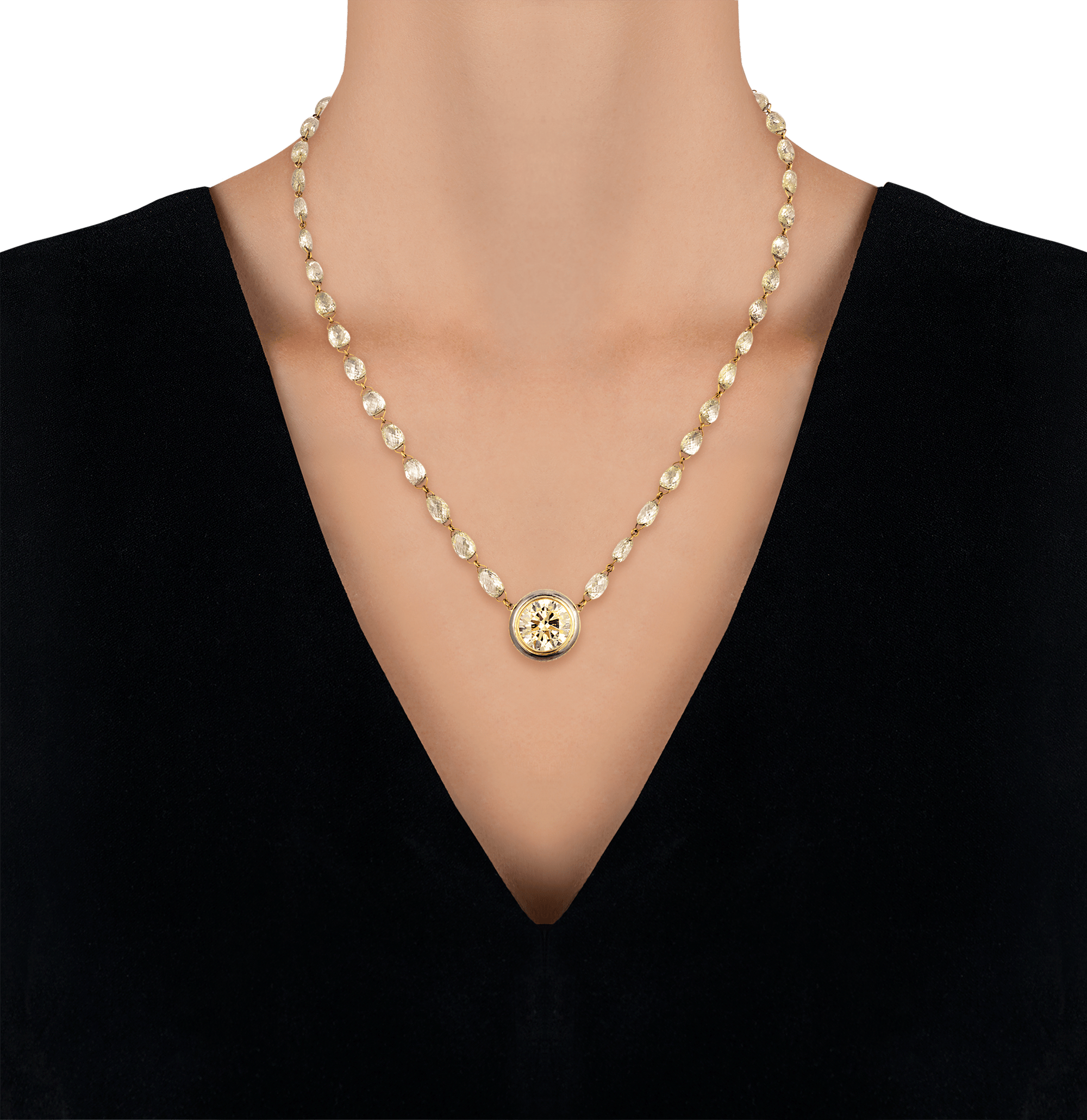 Yellow Diamond Necklace, 38.04 Carats