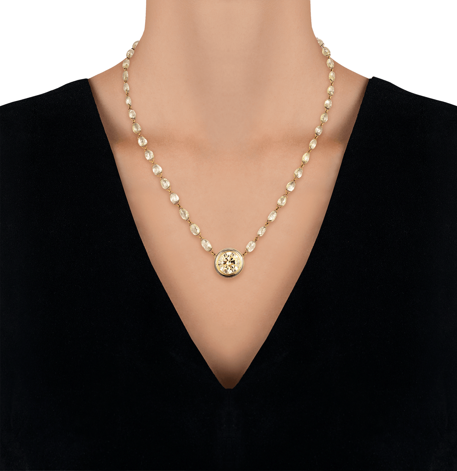 Yellow Diamond Necklace, 38.04 Carats
