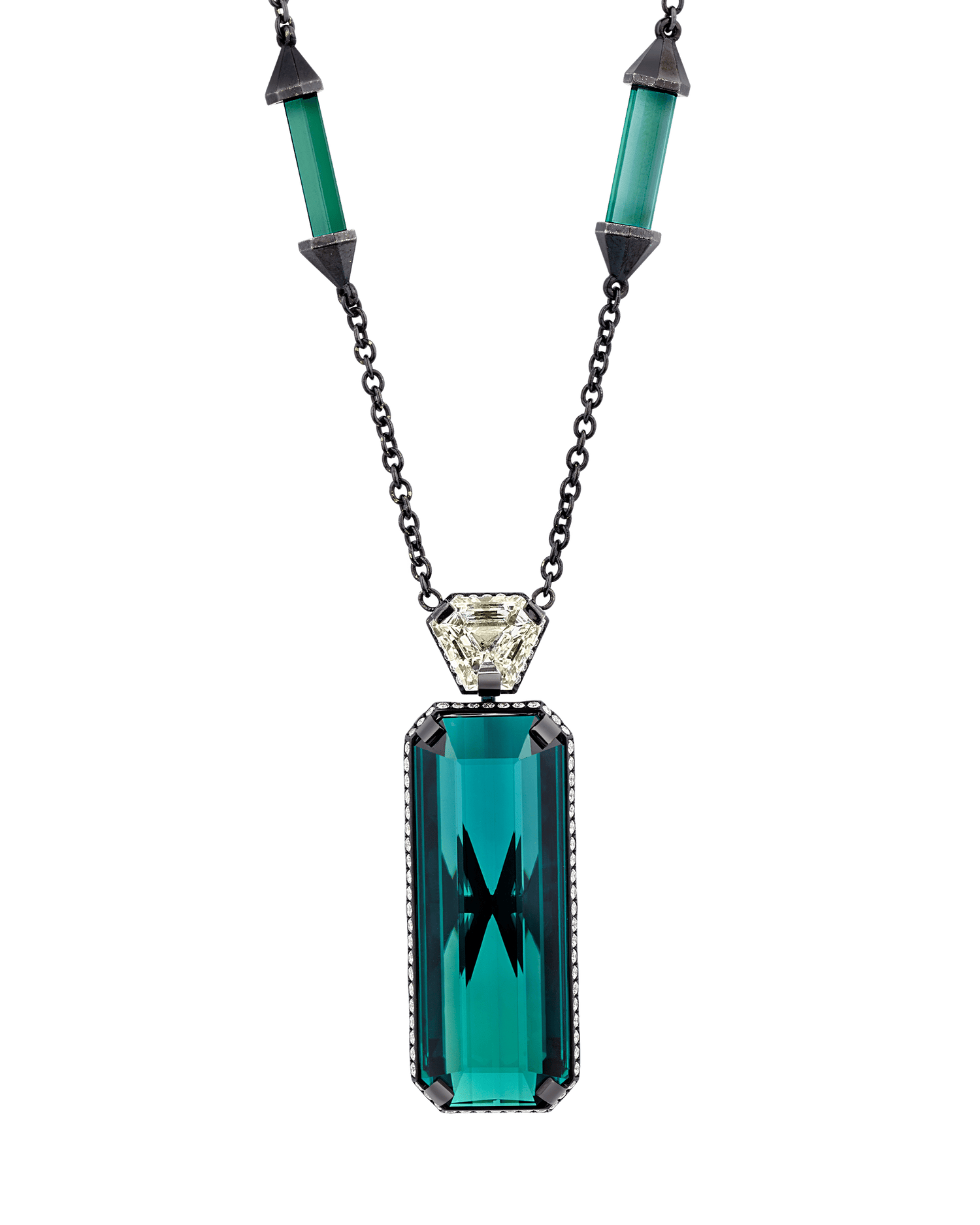 Tourmaline and Yellow Diamond Necklace, 42.54 Carats