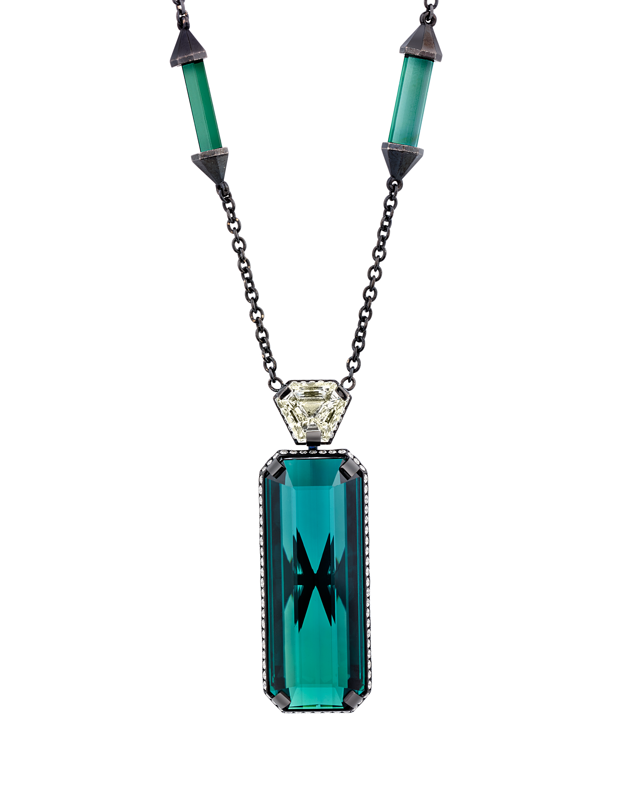 Tourmaline and Yellow Diamond Necklace, 42.54 Carats