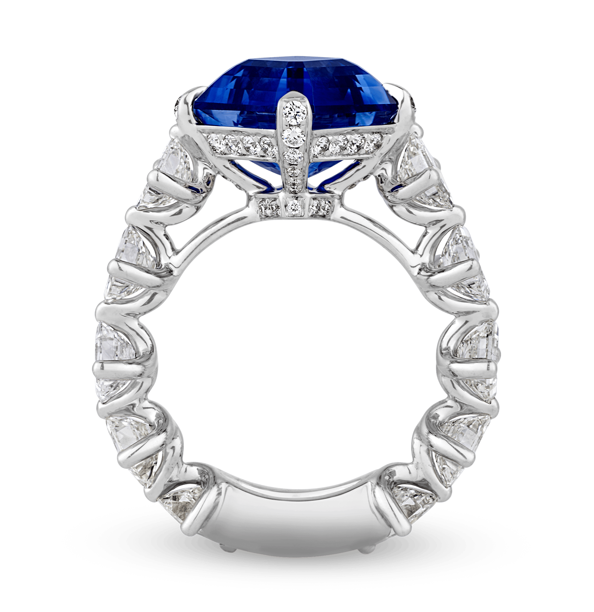Asscher Cut Sapphire and Diamond Ring