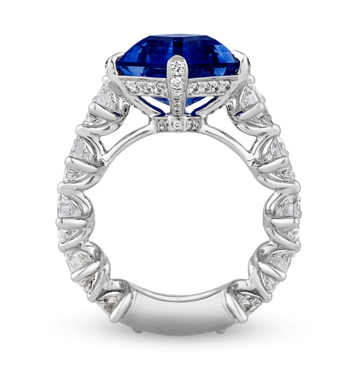 Asscher Cut Sapphire and Diamond Ring