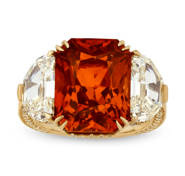 Orange Sapphire Ring, 14.58 Carats