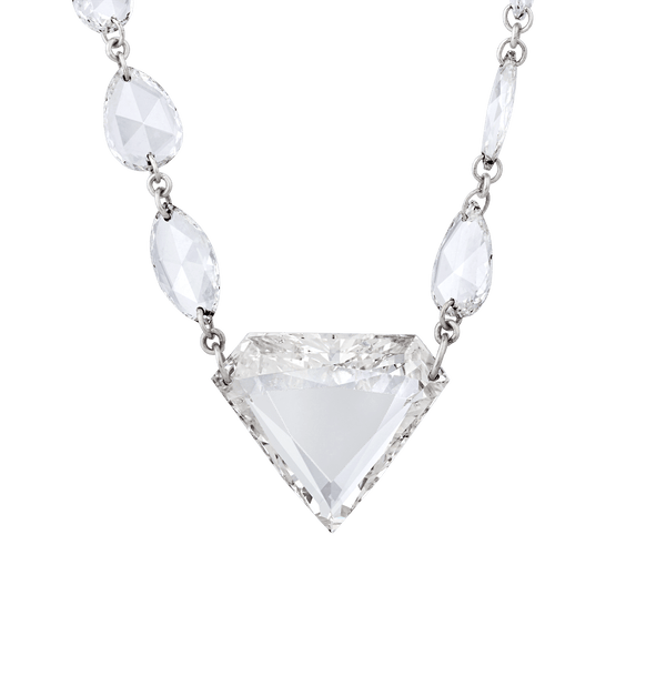 Trillion and Rose Cut Diamond Pendant Necklace, 13.27 Carats