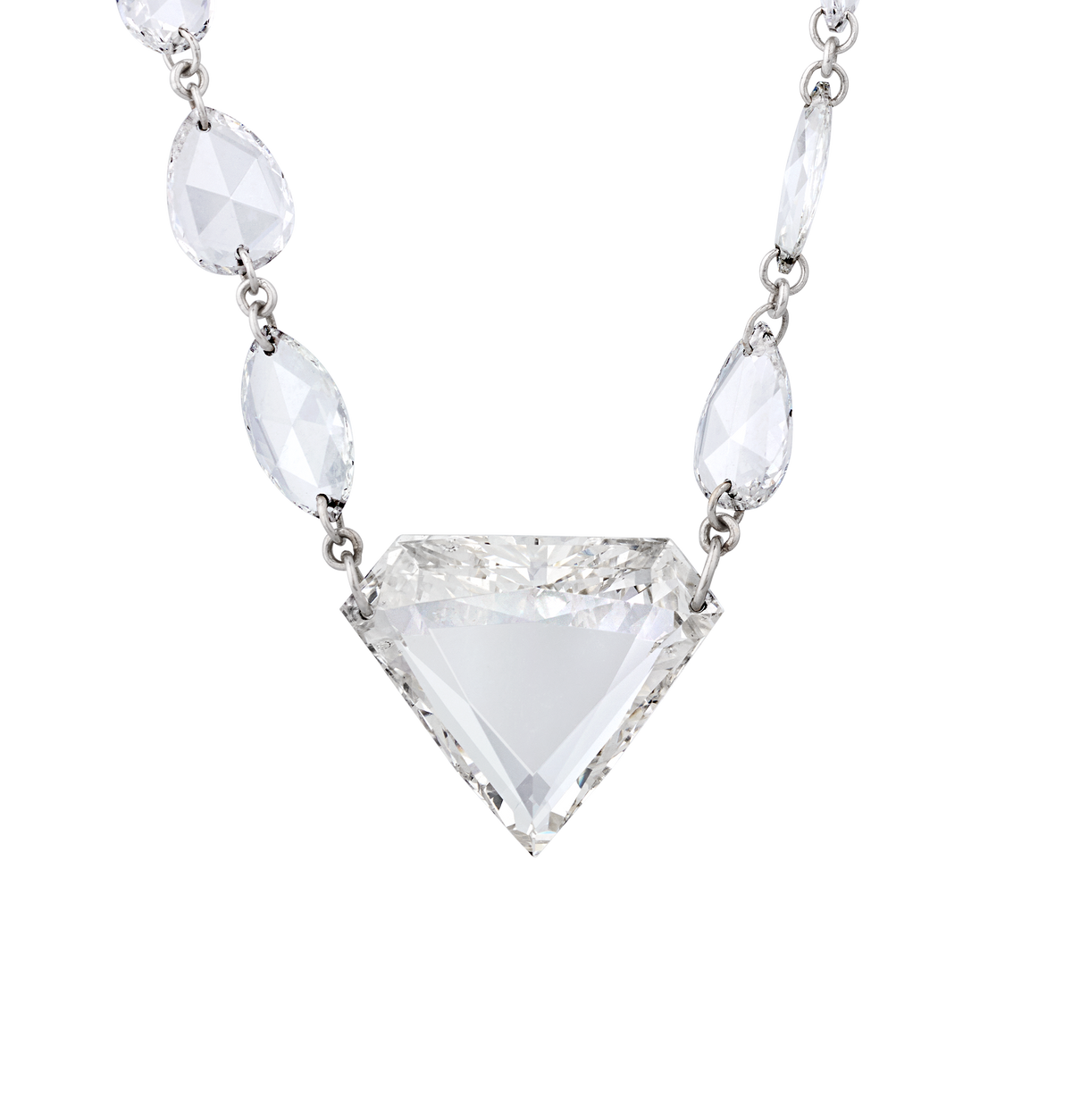 Trillion and Rose Cut Diamond Pendant Necklace, 13.27 Carats