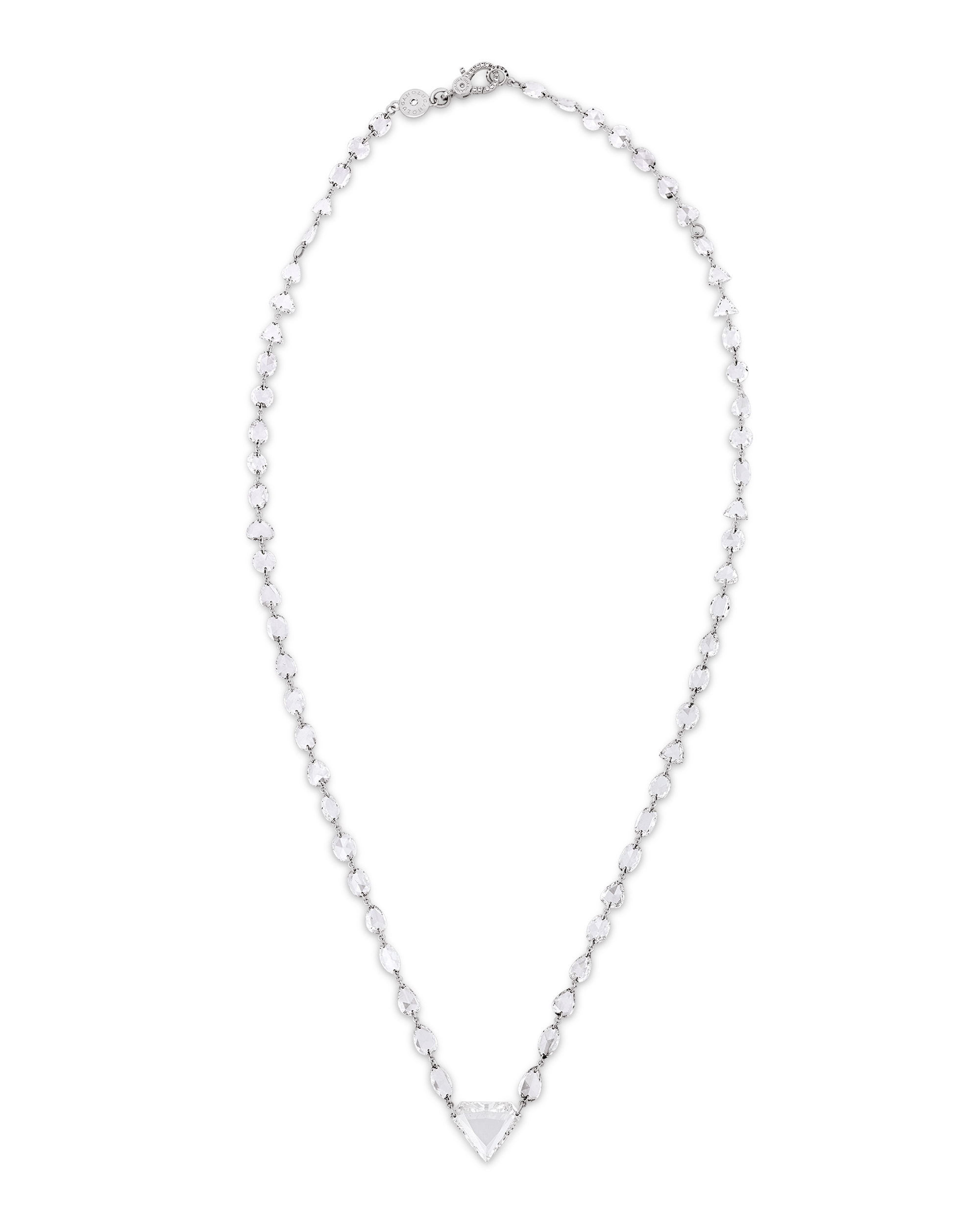 Trillion and Rose Cut Diamond Pendant Necklace, 13.27 Carats