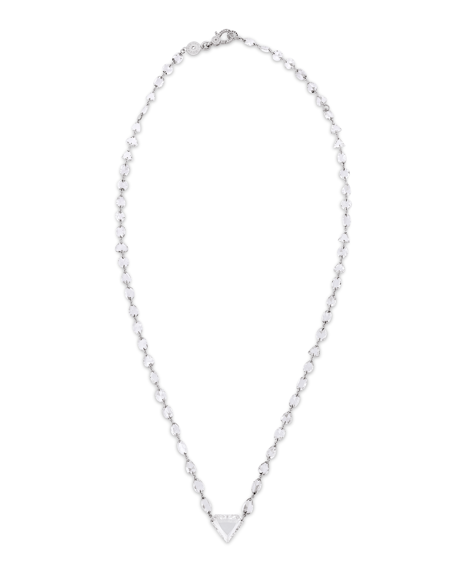 Trillion and Rose Cut Diamond Pendant Necklace, 13.27 Carats