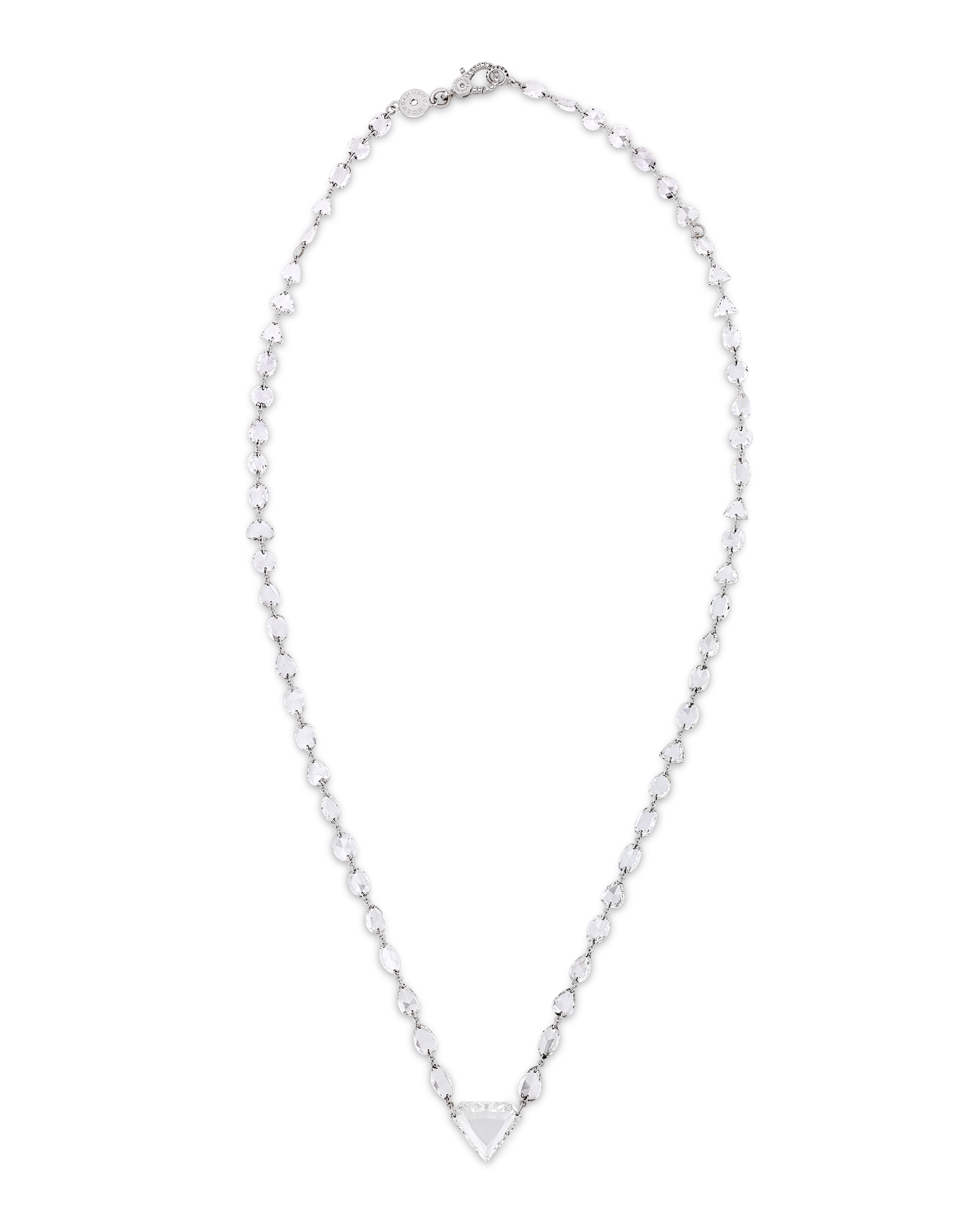 Trillion and Rose Cut Diamond Pendant Necklace, 13.27 Carats
