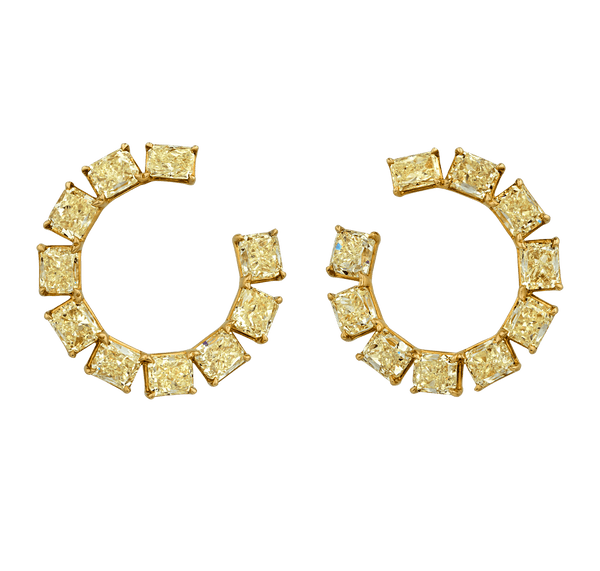 Yellow Diamond Hoops, 12.54 Carats
