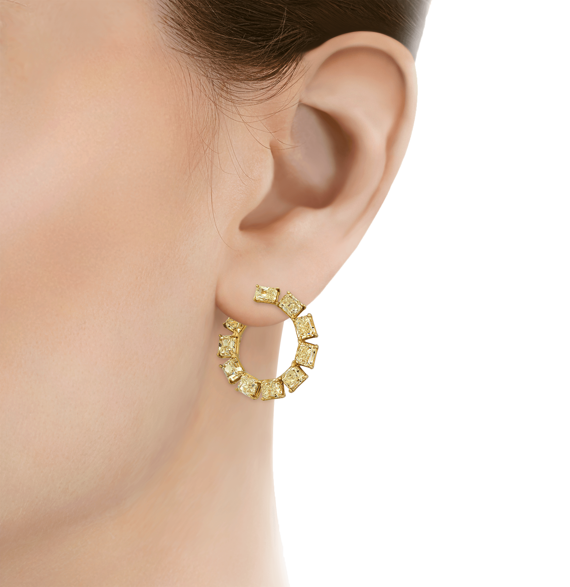 Yellow Diamond Hoops, 12.54 Carats