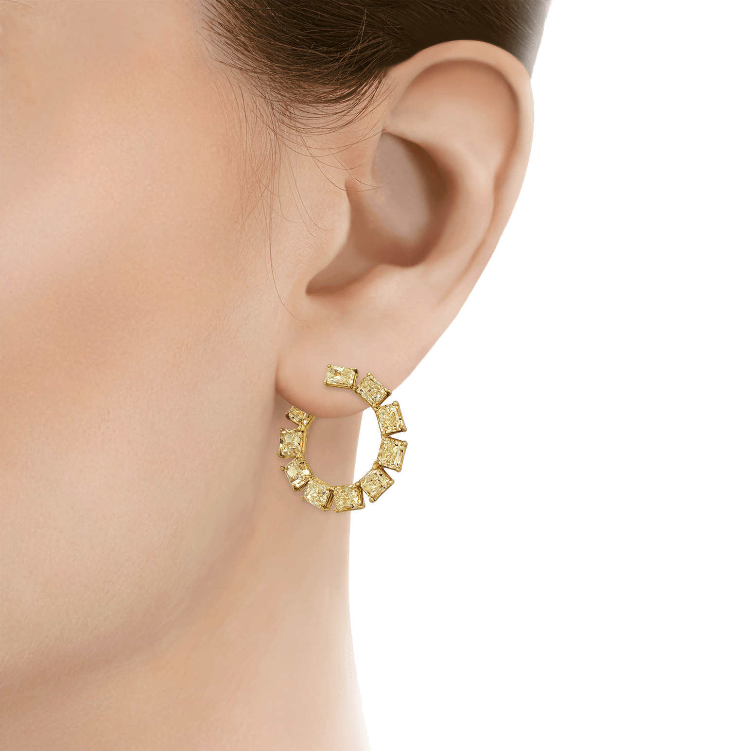 Yellow Diamond Hoops, 12.54 Carats