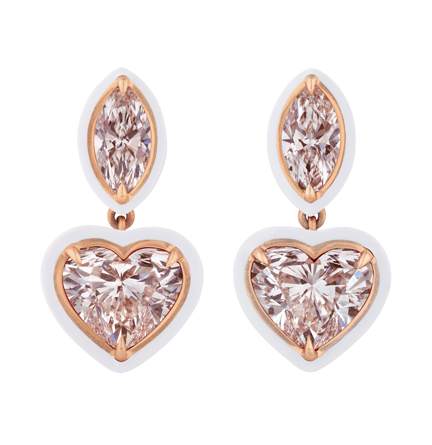 Heart-Shaped Diamond Earrings, 5.34 Carats