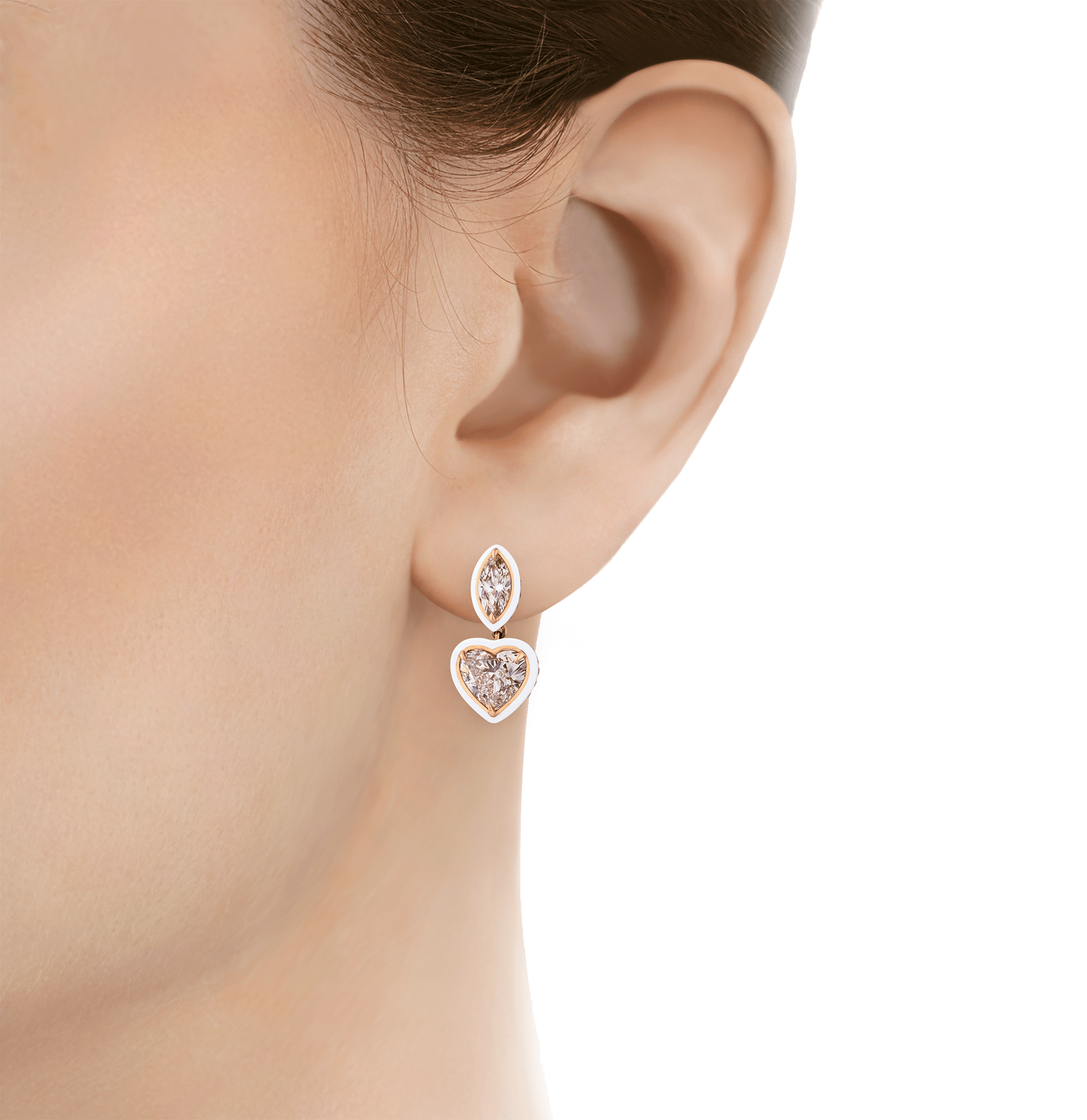 Heart-Shaped Diamond Earrings, 5.34 Carats