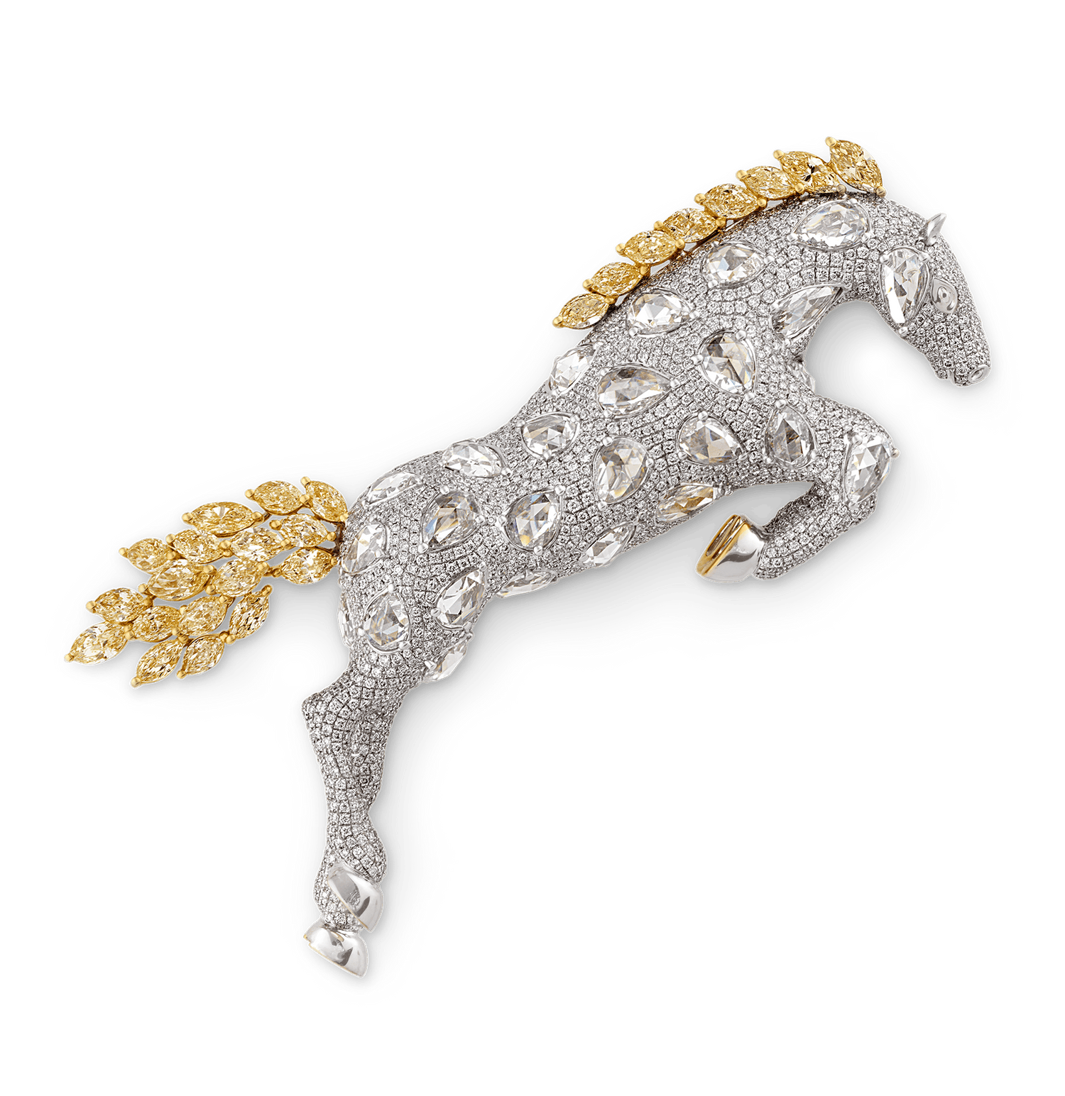 Diamond Horse Brooch, 14.27 Carats
