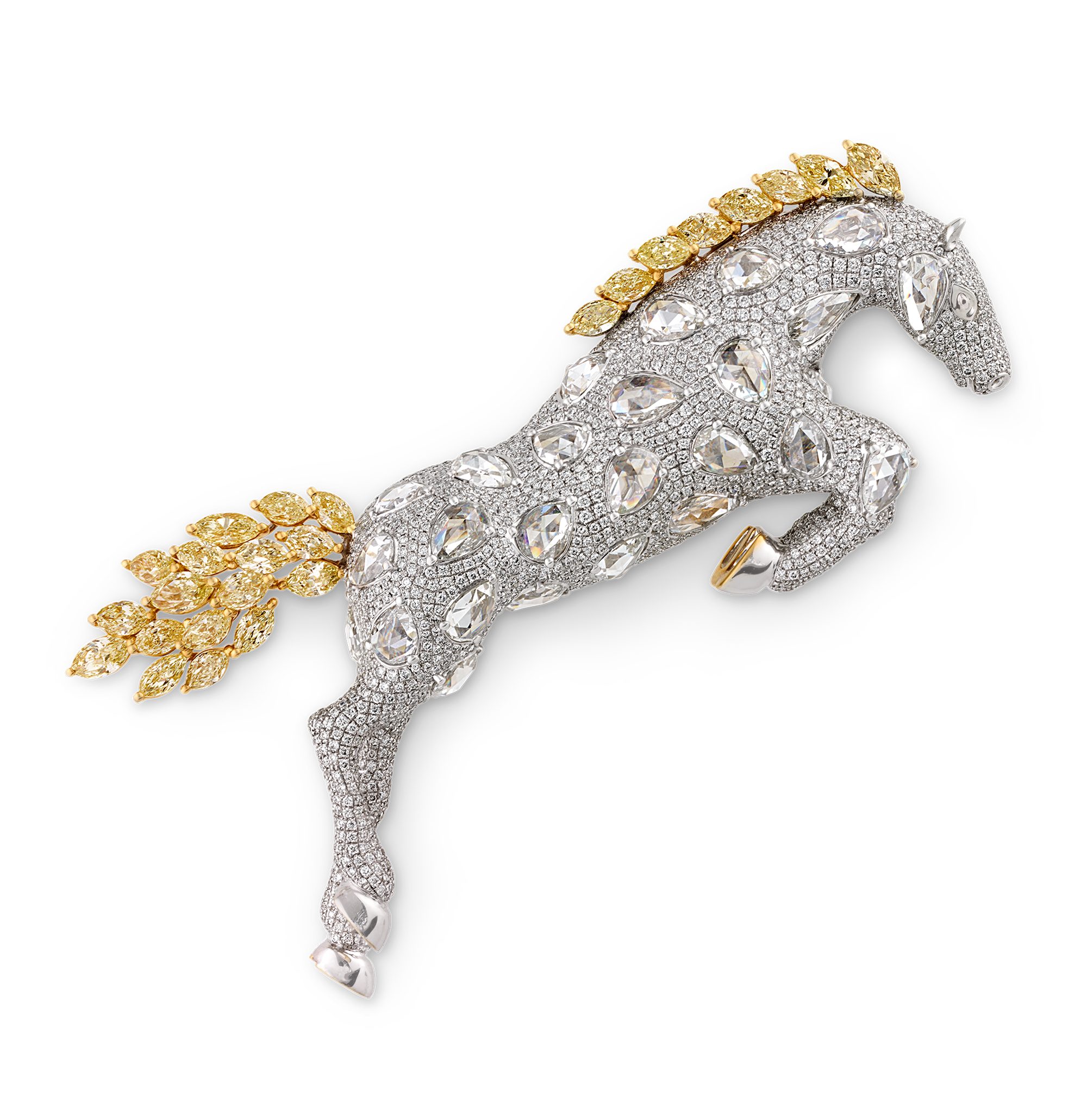 Diamond Horse Brooch, 14.27 Carats