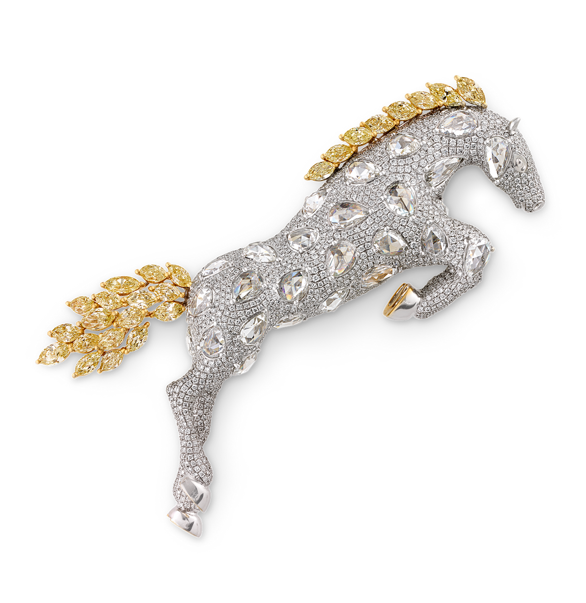 Diamond Horse Brooch, 14.27 Carats