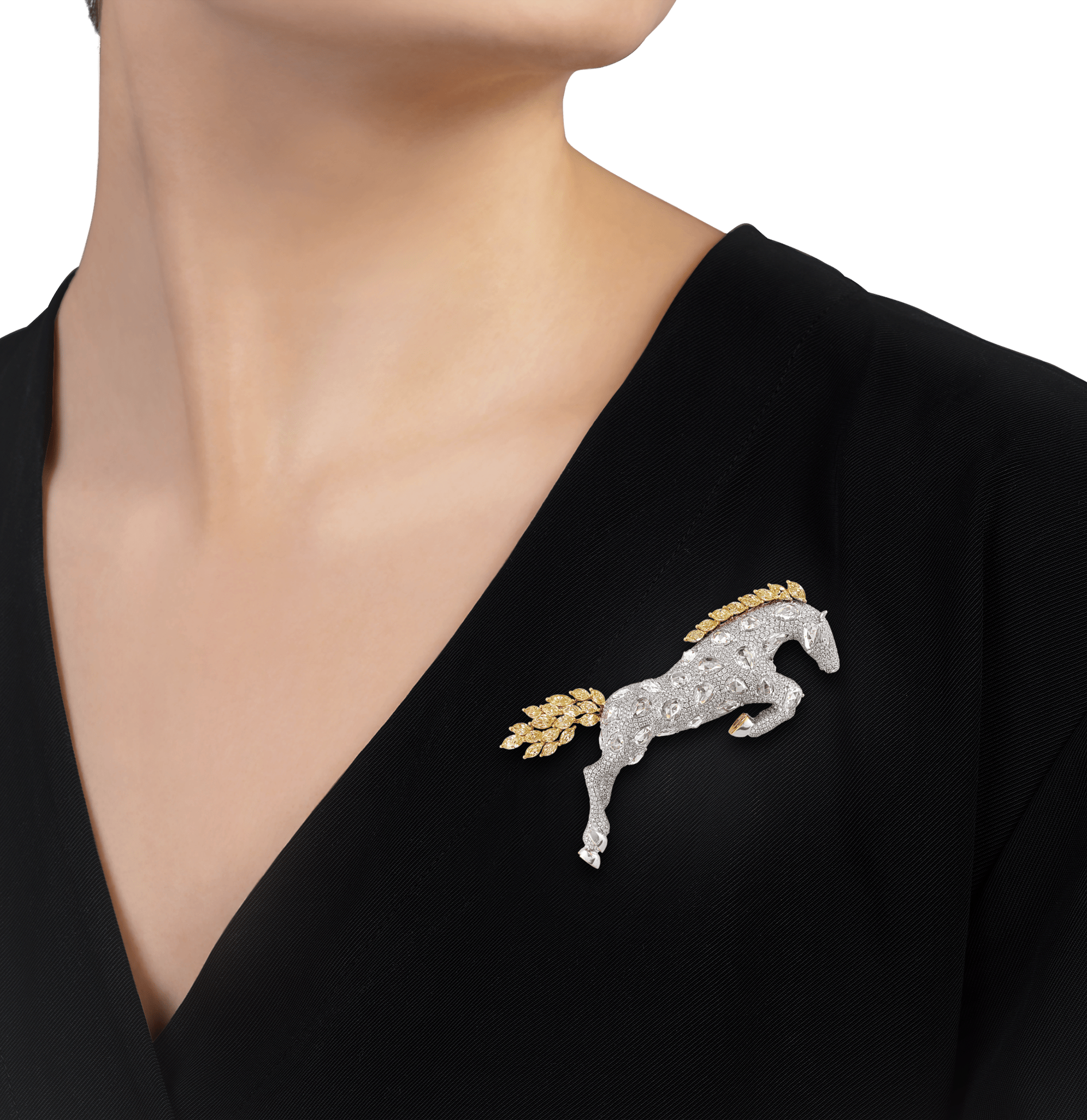 Diamond Horse Brooch, 14.27 Carats