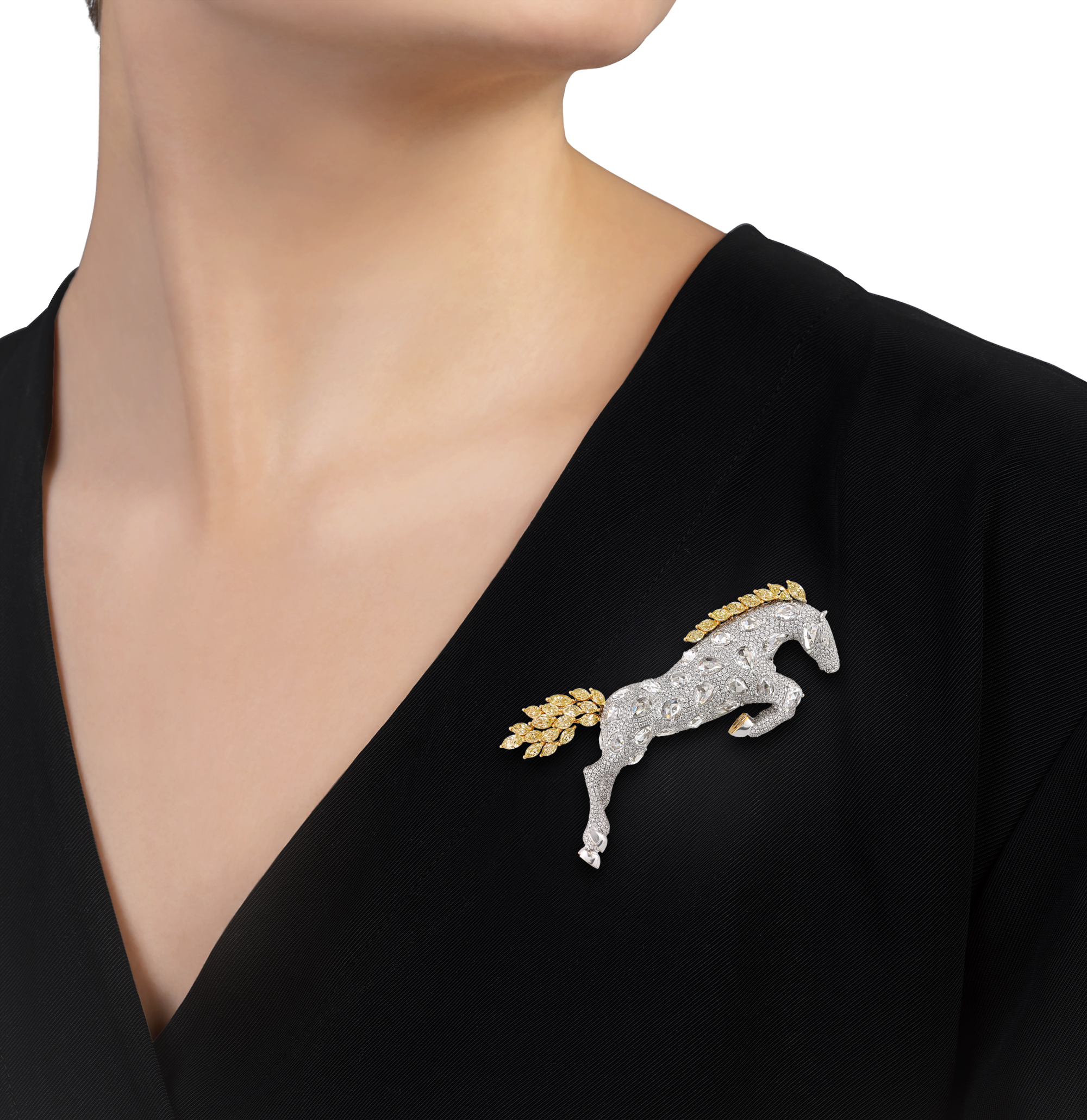 Diamond Horse Brooch, 14.27 Carats