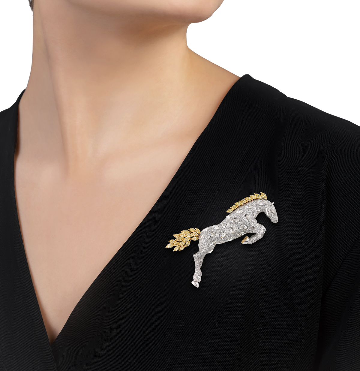 Diamond Horse Brooch, 14.27 Carats