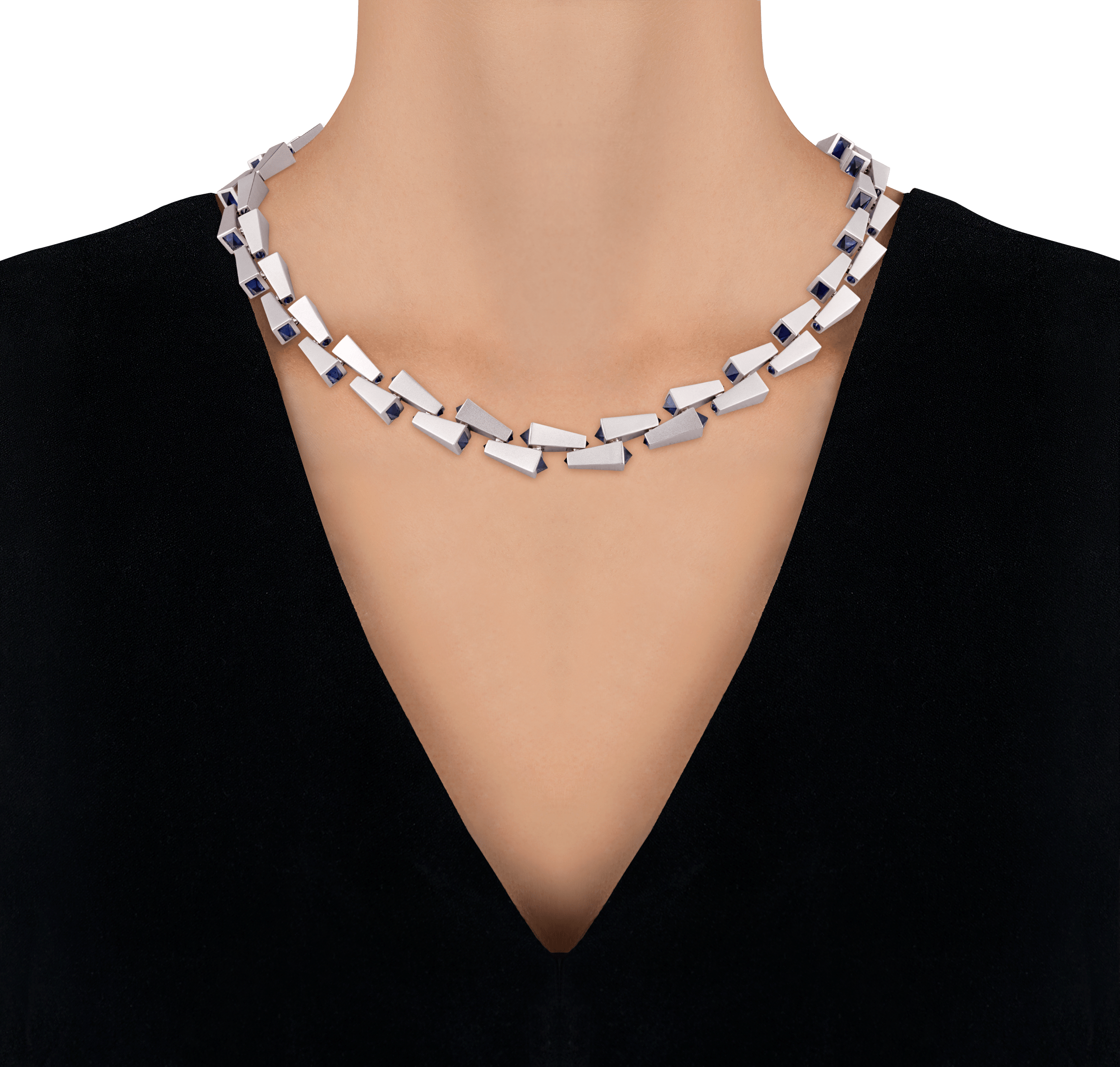 Geometric Sapphire Necklace, 19.70 Carats