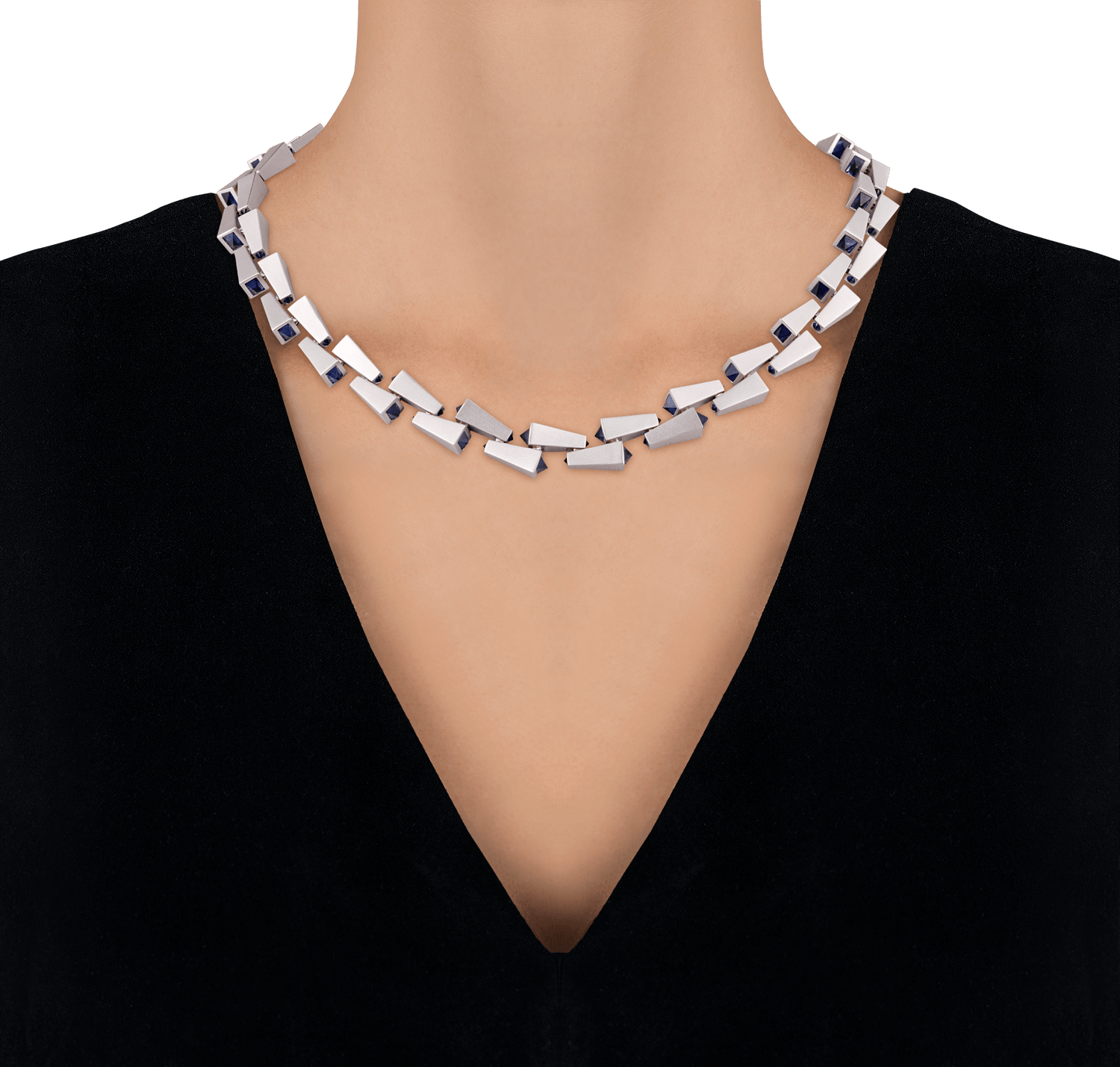 Geometric Sapphire Necklace, 19.70 Carats