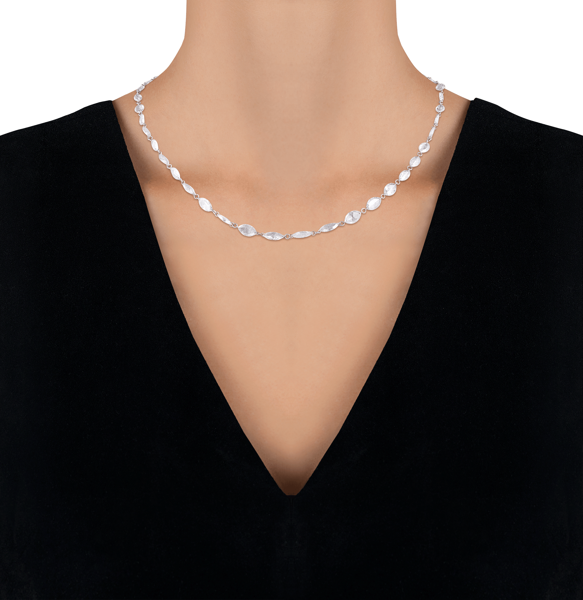 Rose Cut Diamond Chain, 13.74 Carats