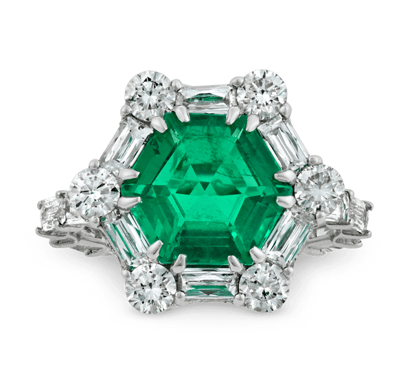 Hexagon Emerald Ring, 3.03 Carats