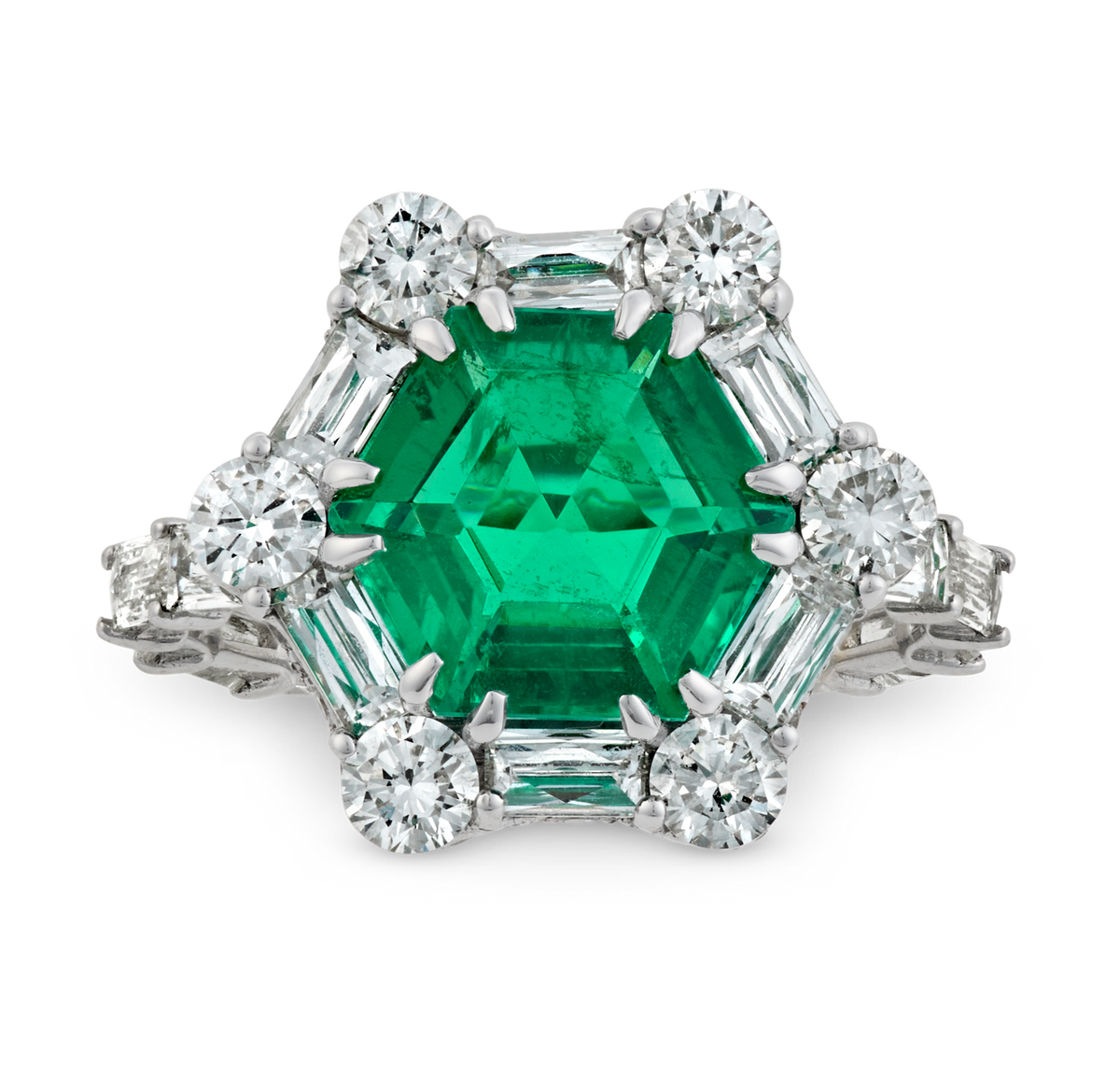 Hexagon Emerald Ring, 3.03 Carats