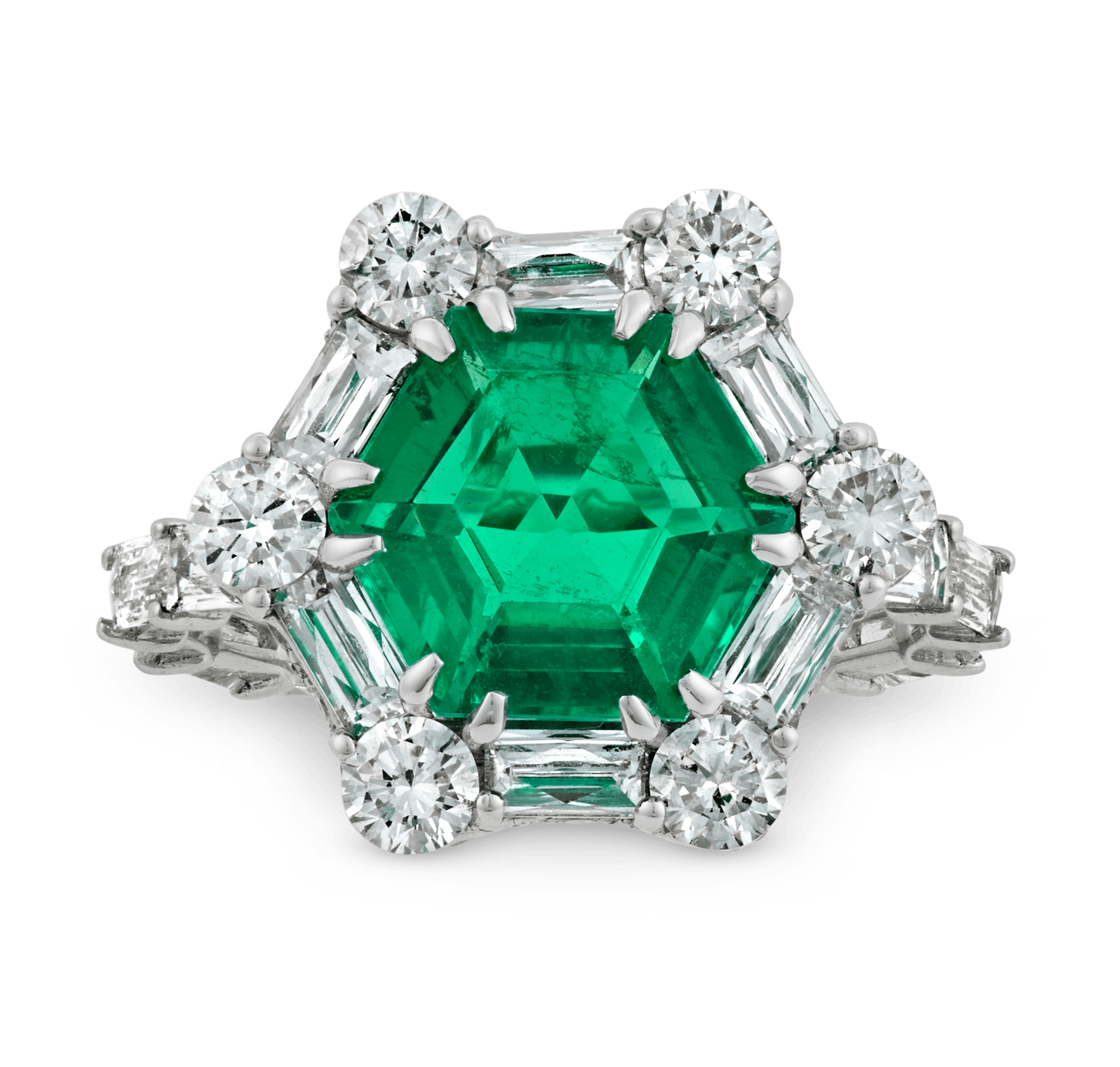 Hexagon Emerald Ring, 3.03 Carats