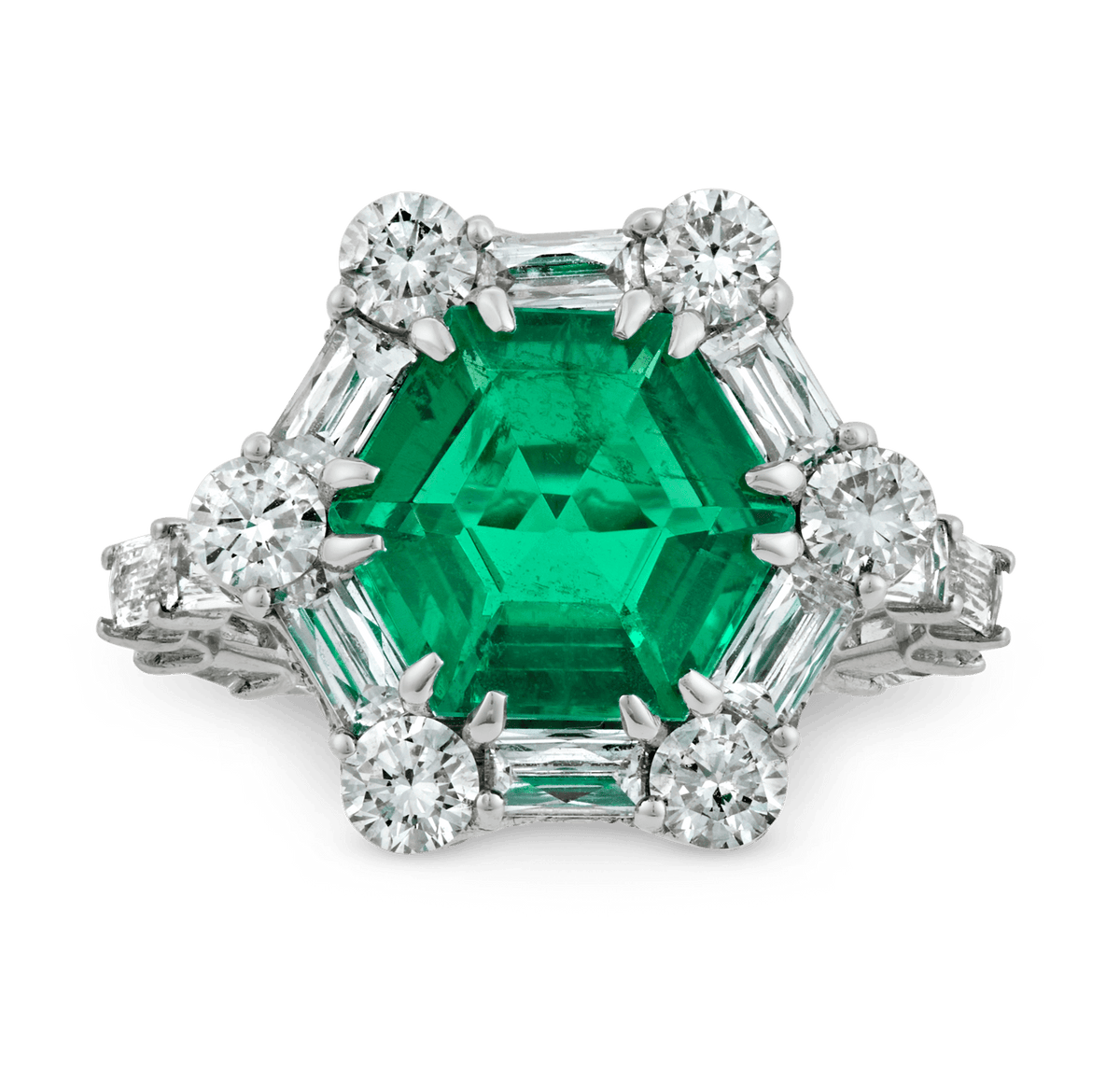 Hexagon Emerald Ring, 3.03 Carats