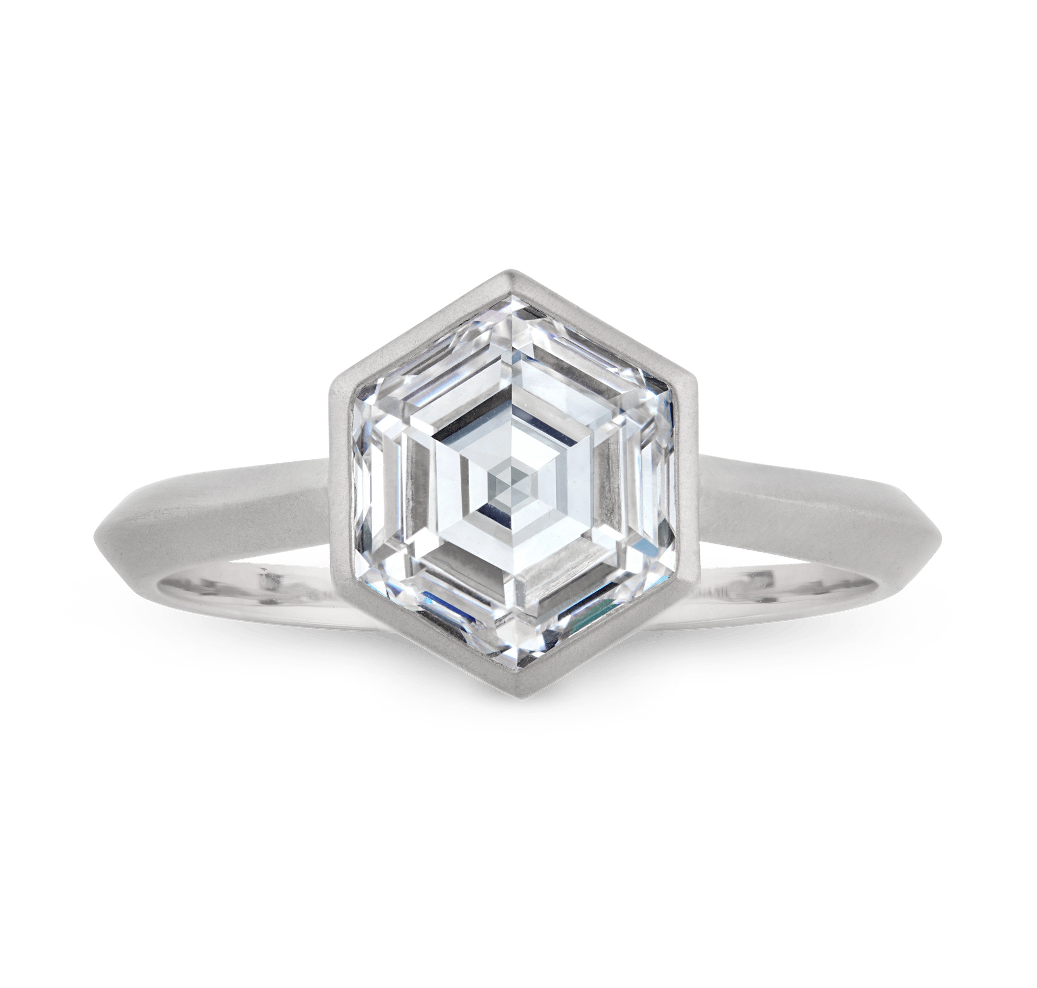 Hexagonal Diamond Ring, 2.00 Carats