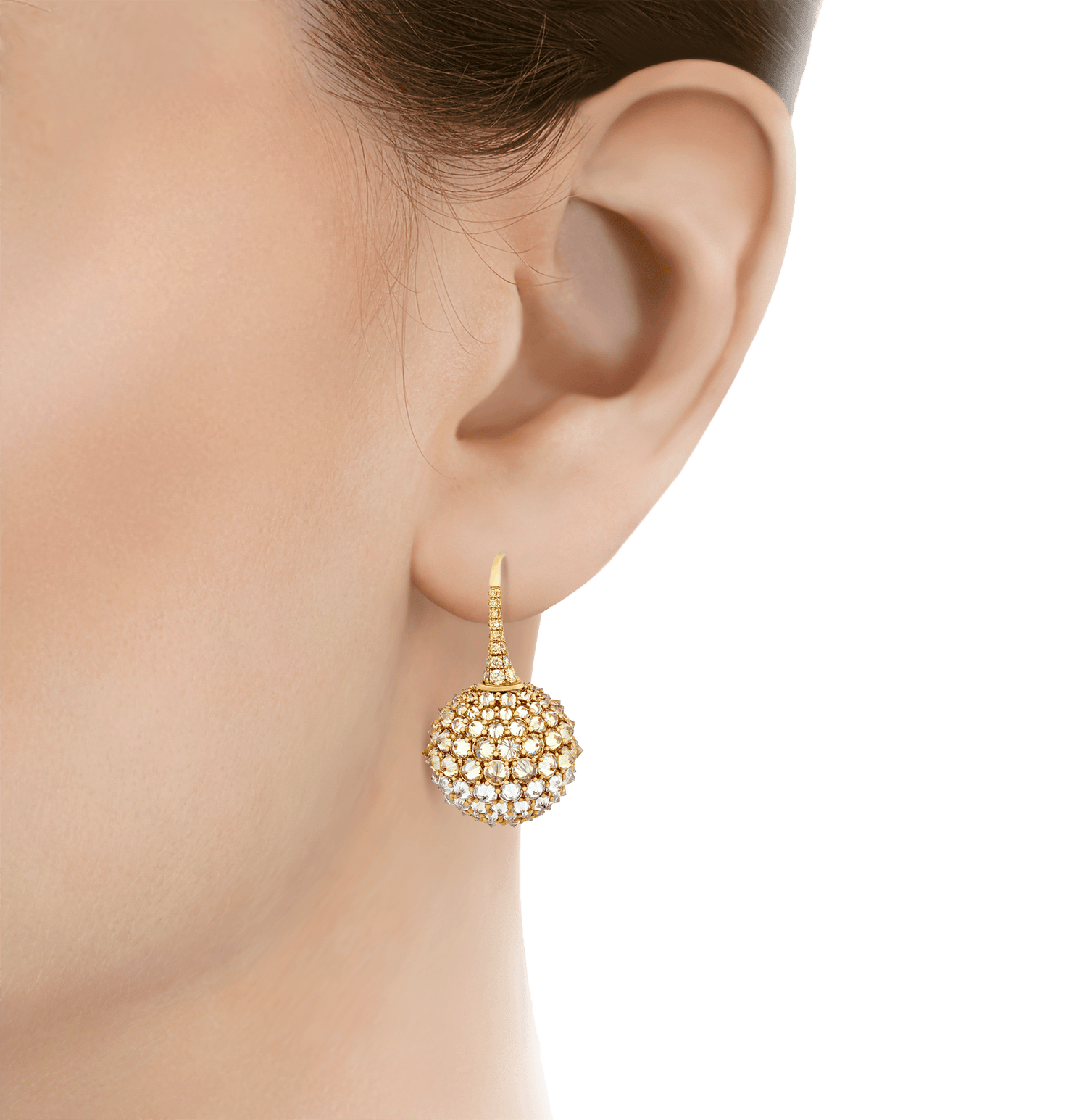Yellow and White Diamond Earrings, 14.51 Carats