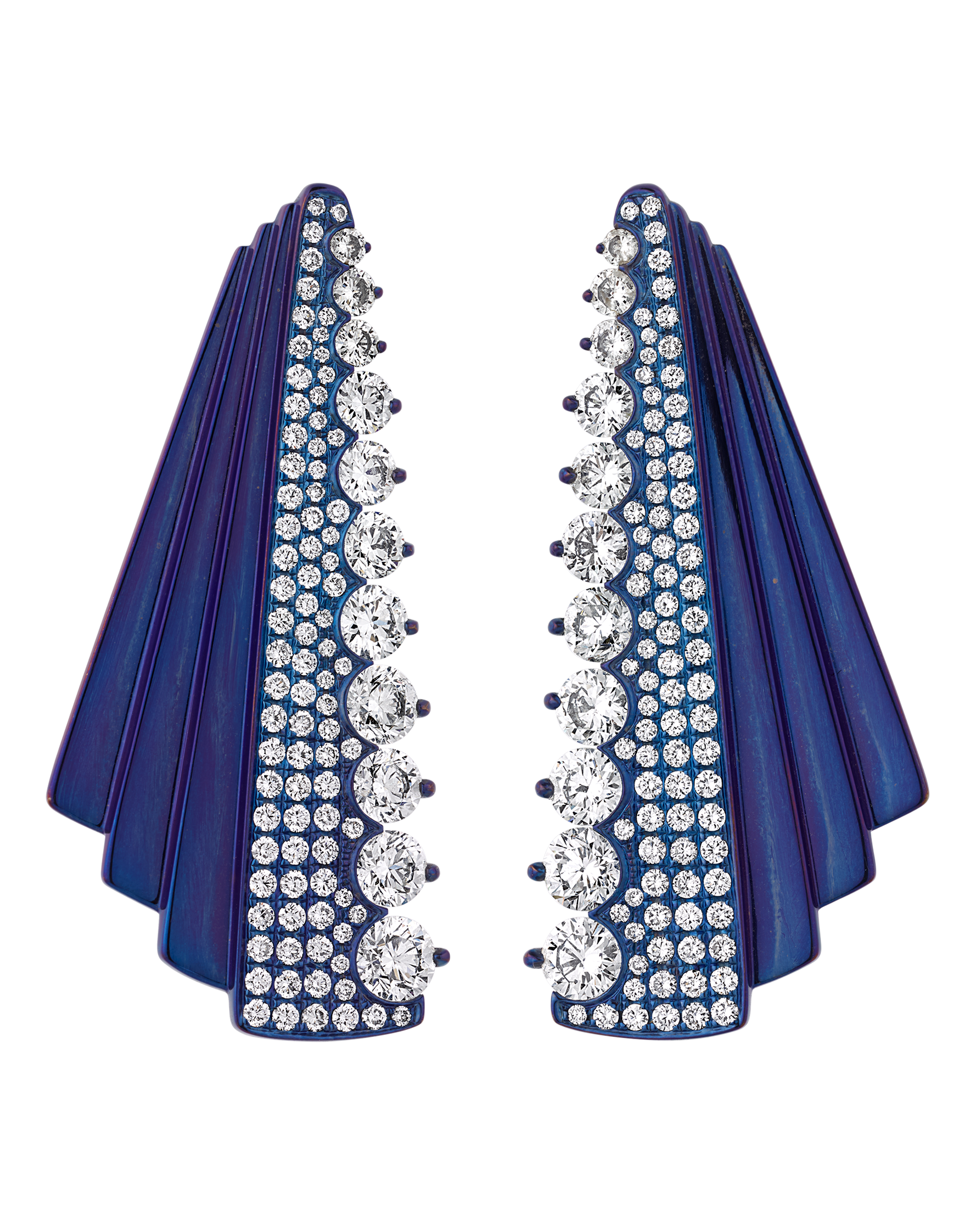 Diamond Titanium Earrings, 6.46 Carats