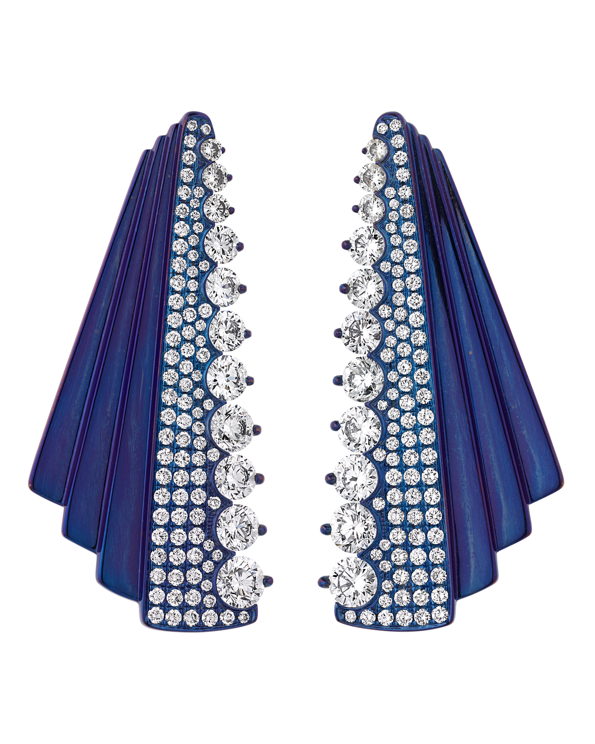 Diamond Titanium Earrings, 6.46 Carats