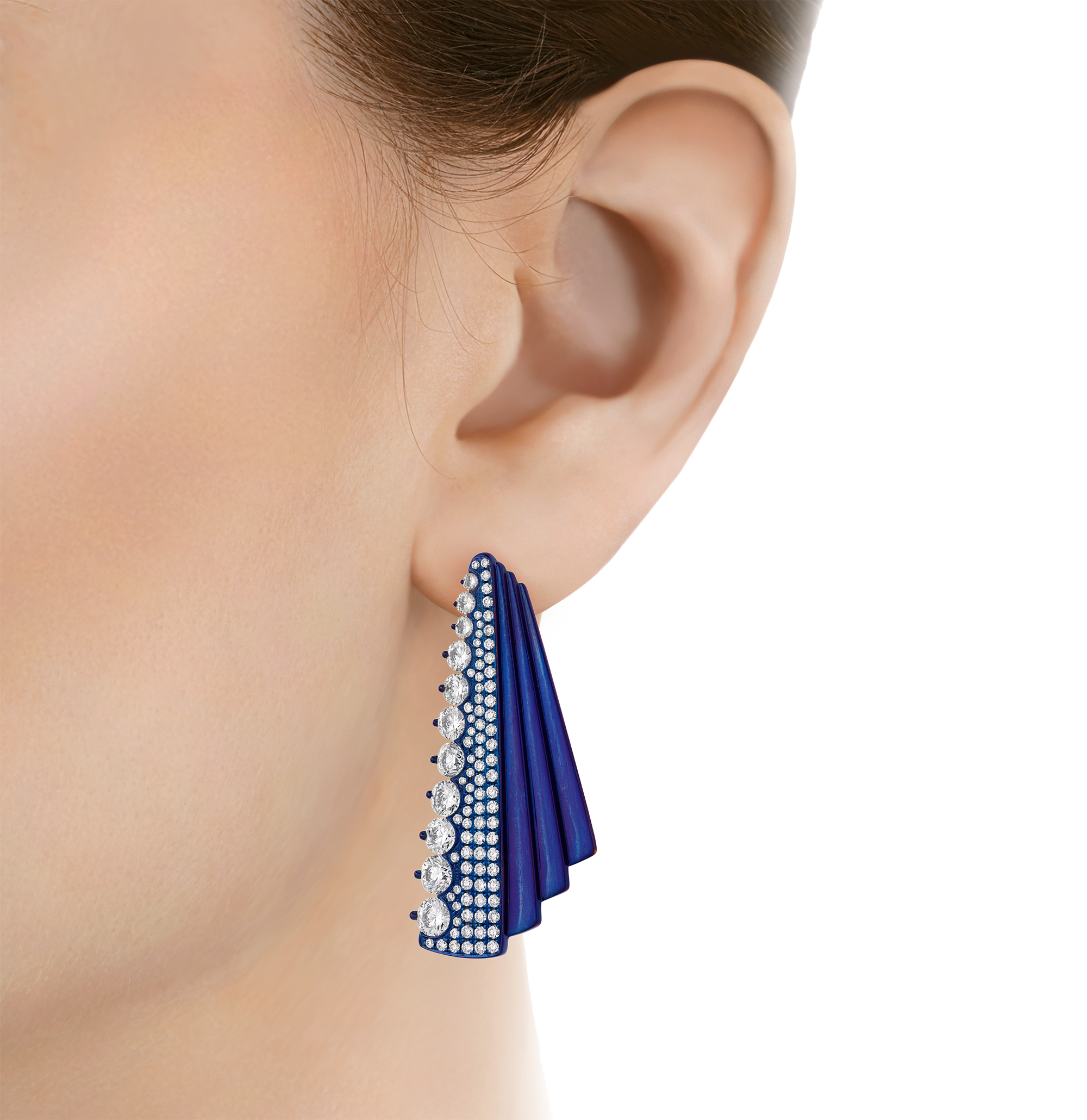 Diamond Titanium Earrings, 6.46 Carats