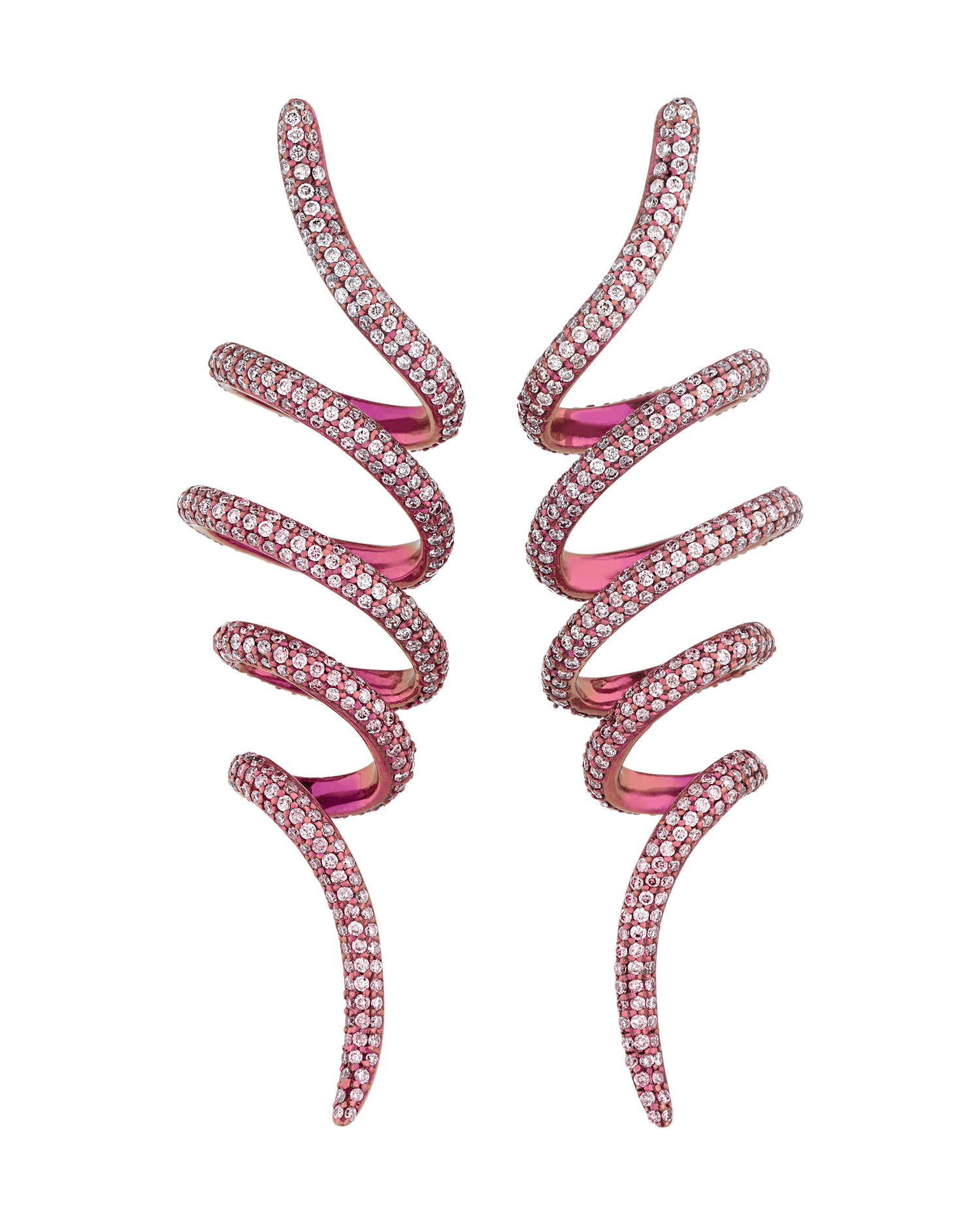 Pink Diamond Spiral Drop Earrings, 2.48 Carats