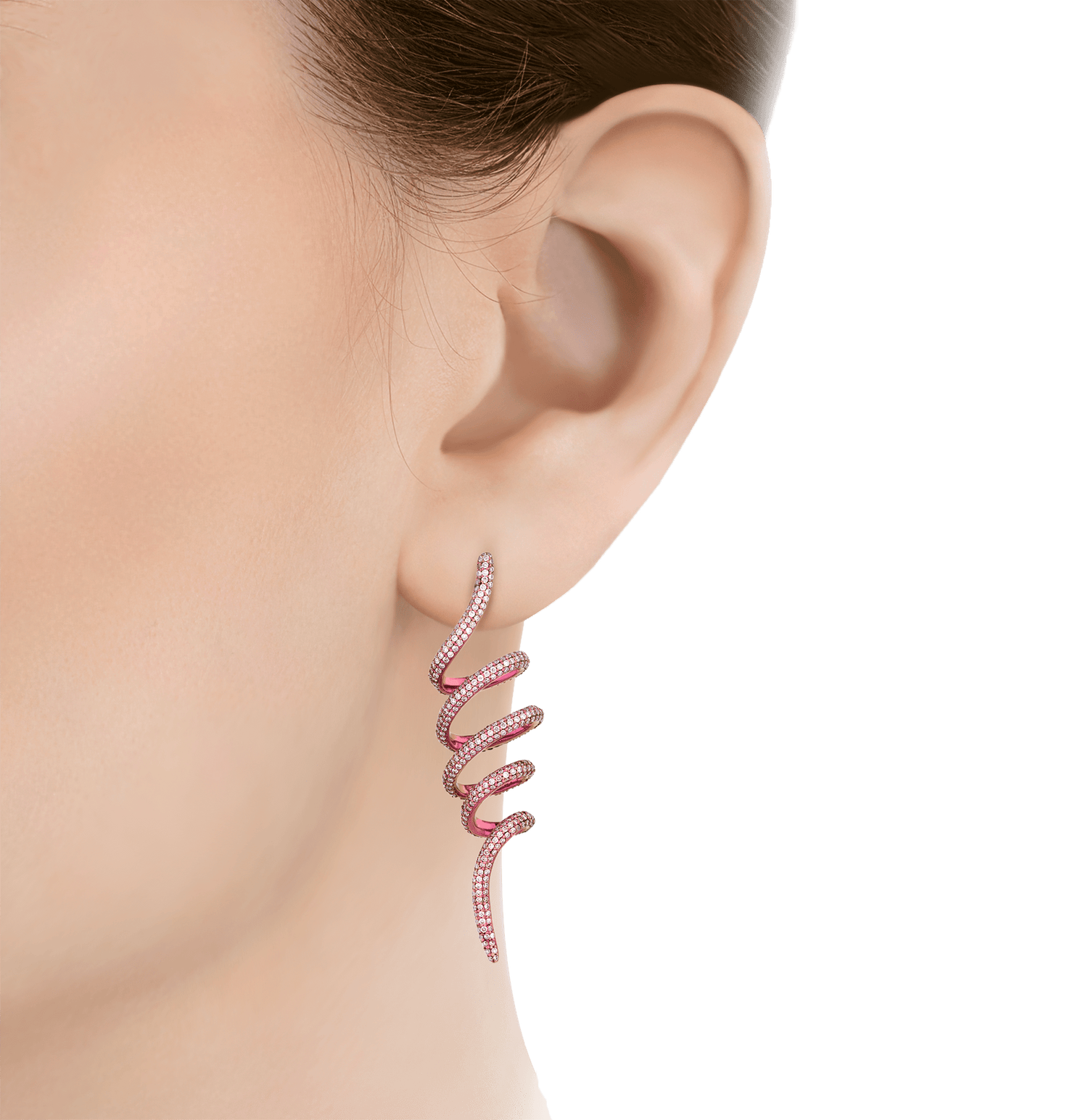Pink Diamond Spiral Drop Earrings, 2.48 Carats