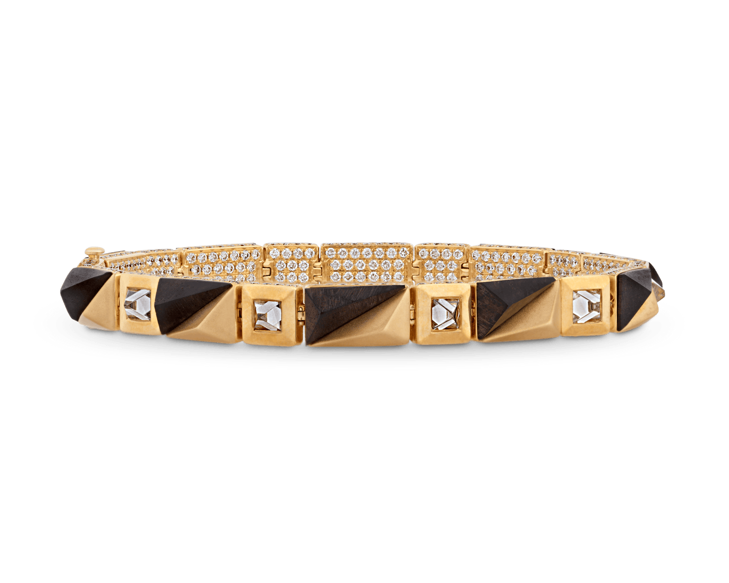 Diamond, Gold and Ebony Wood Bracelet, 7.23 Carats