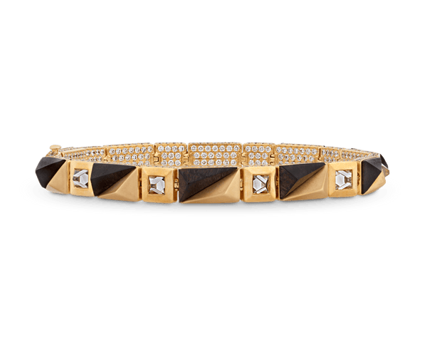 Diamond, Gold and Ebony Wood Bracelet, 7.23 Carats